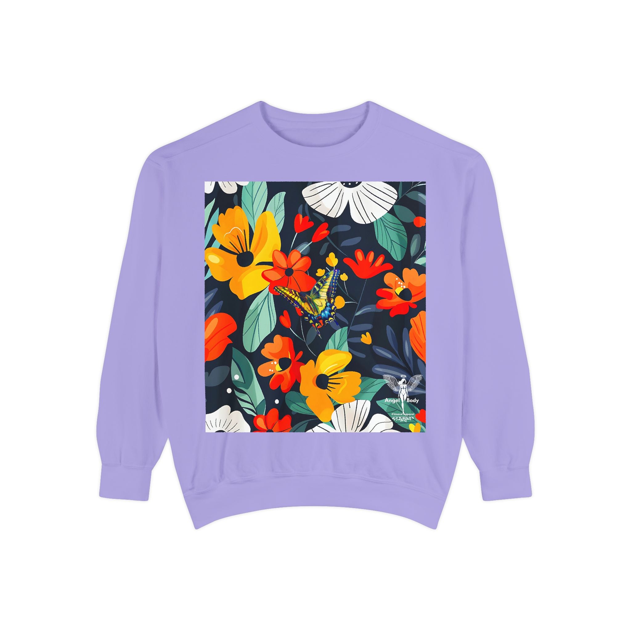 Vibrant Floral Unisex Garment-Dyed Sweatshirt - Perfect for Spring Celebrations - Angel Body