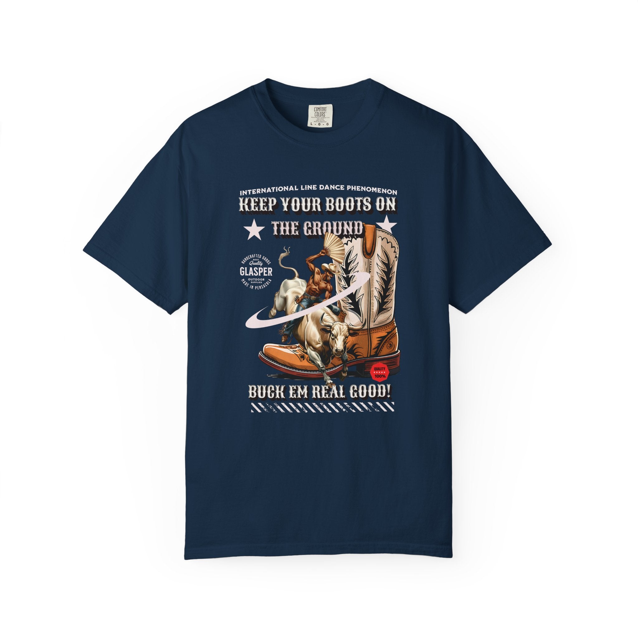 Line Dance Boots Unisex T-Shirt - ‘Keep Your Boots On’ Design - Angel Body