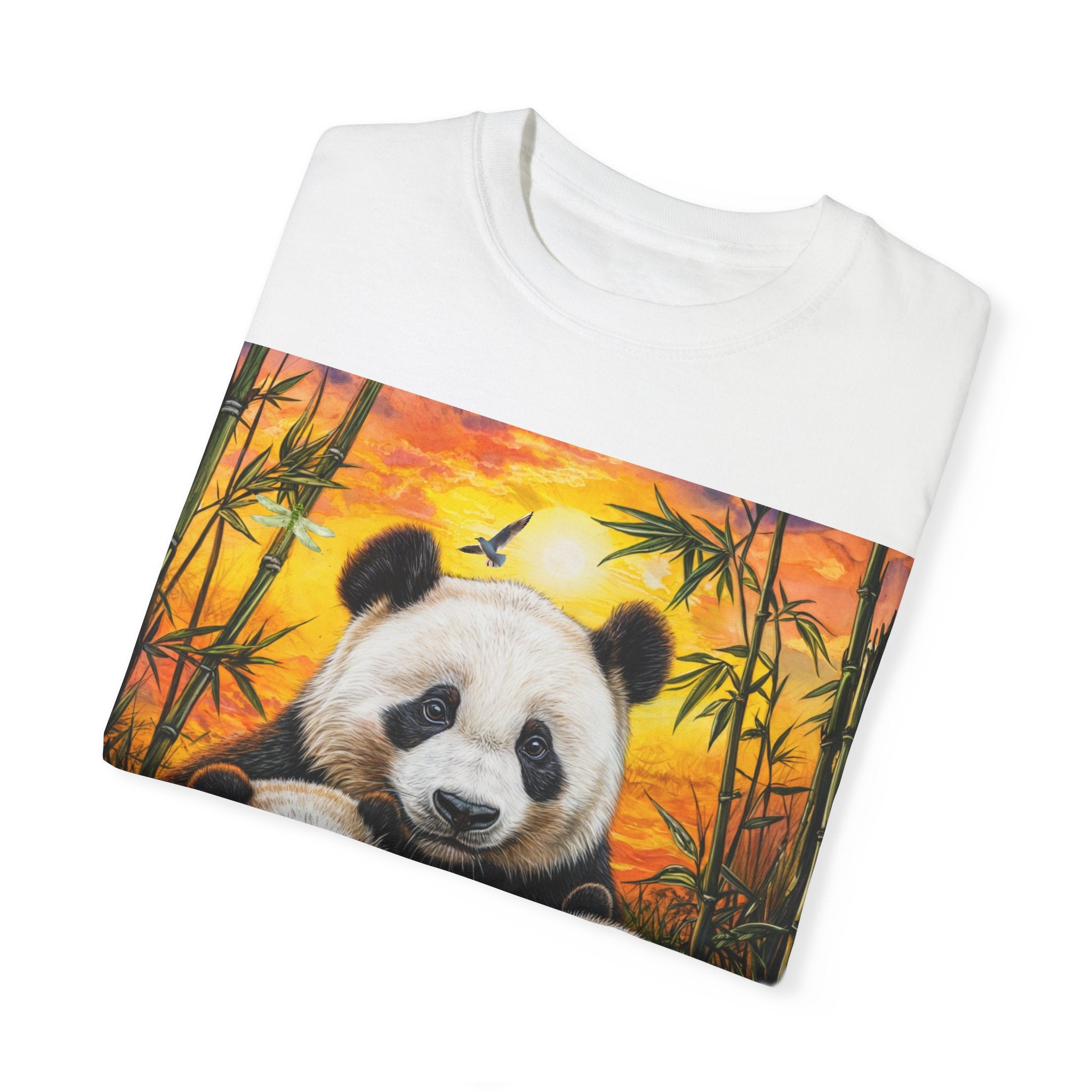 Cute Panda Family Unisex Garment-Dyed T-shirt - Perfect for Animal Lovers - Angel Body