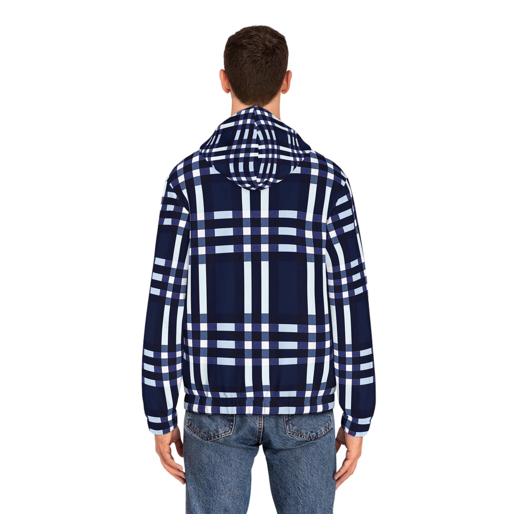 Navy Plaid Hoodie - Stylish & Comfortable Men's Full-Zip - Angel Body