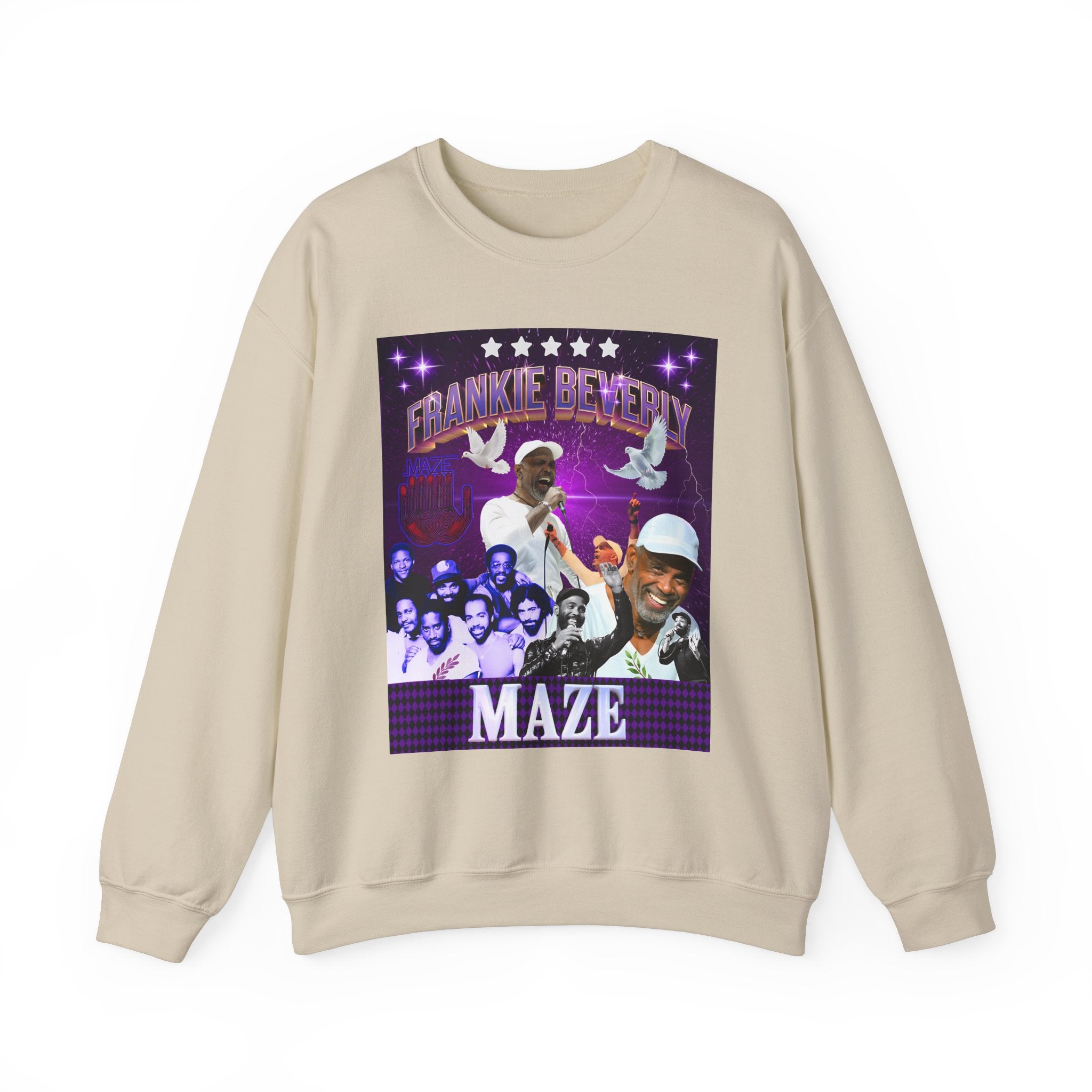 Limited Edition Frankie Beverly collage Crewneck Sweatshirt - Retro style Music Tribute to a Legendary soul singer - Angel Body
