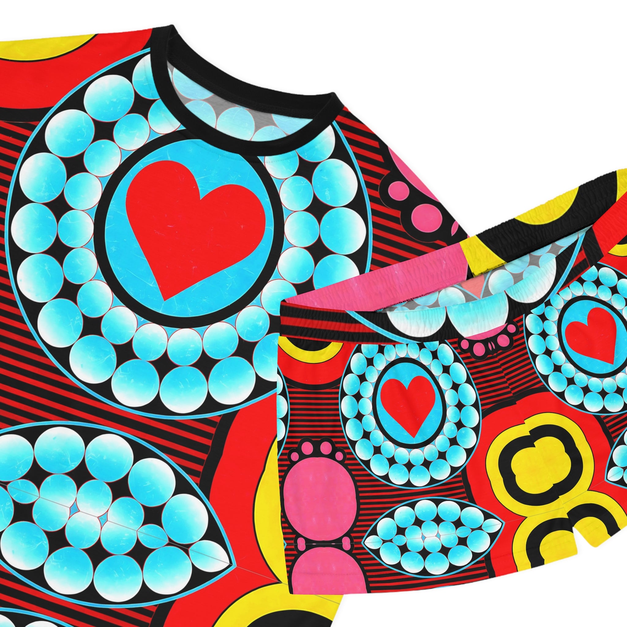 Colorful Heart Print Women's Short Pajama Set - Comfortable and Fun Sleepwear - Angel Body