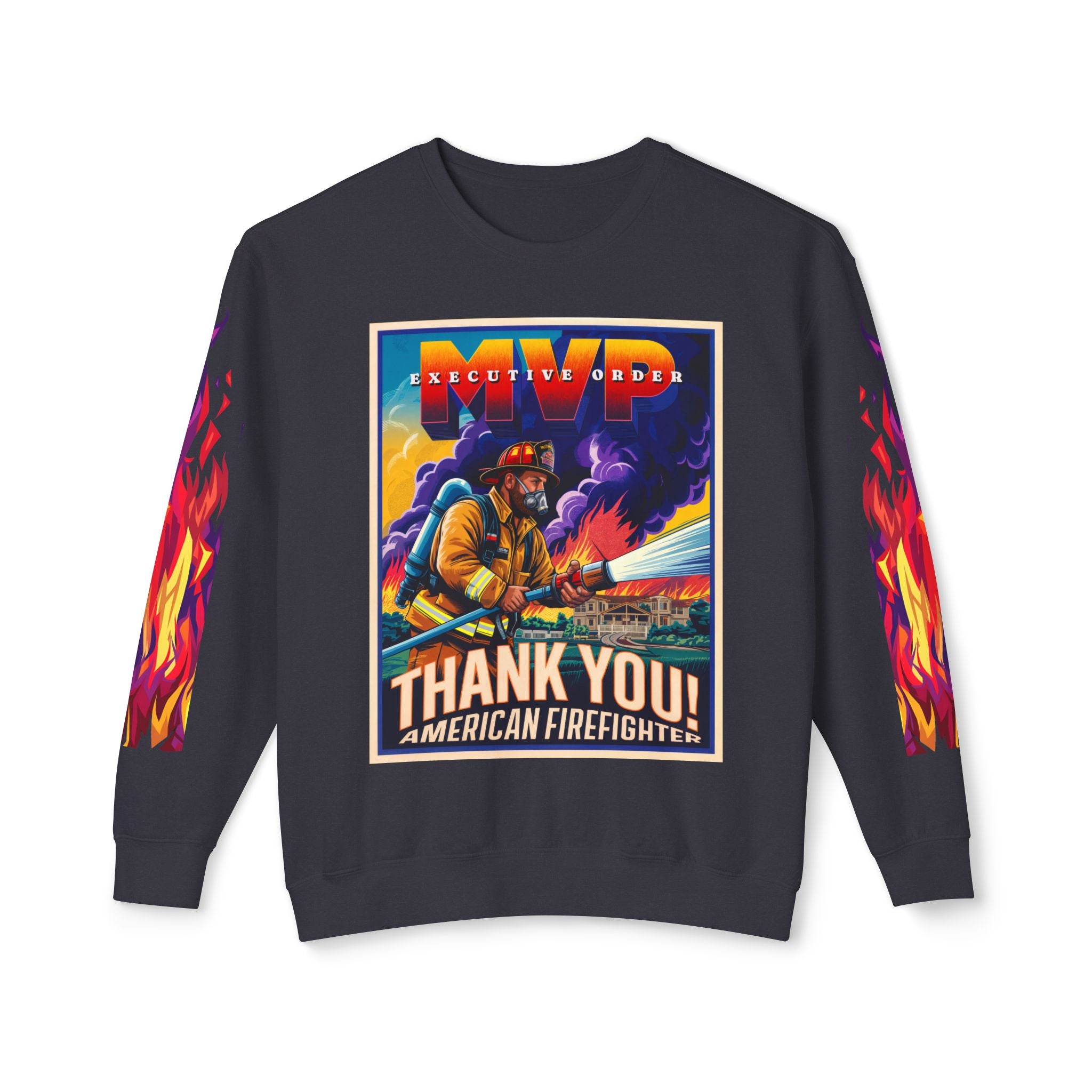 Unisex Crewneck Sweatshirt - Thank You American Firefighter - Angel Body