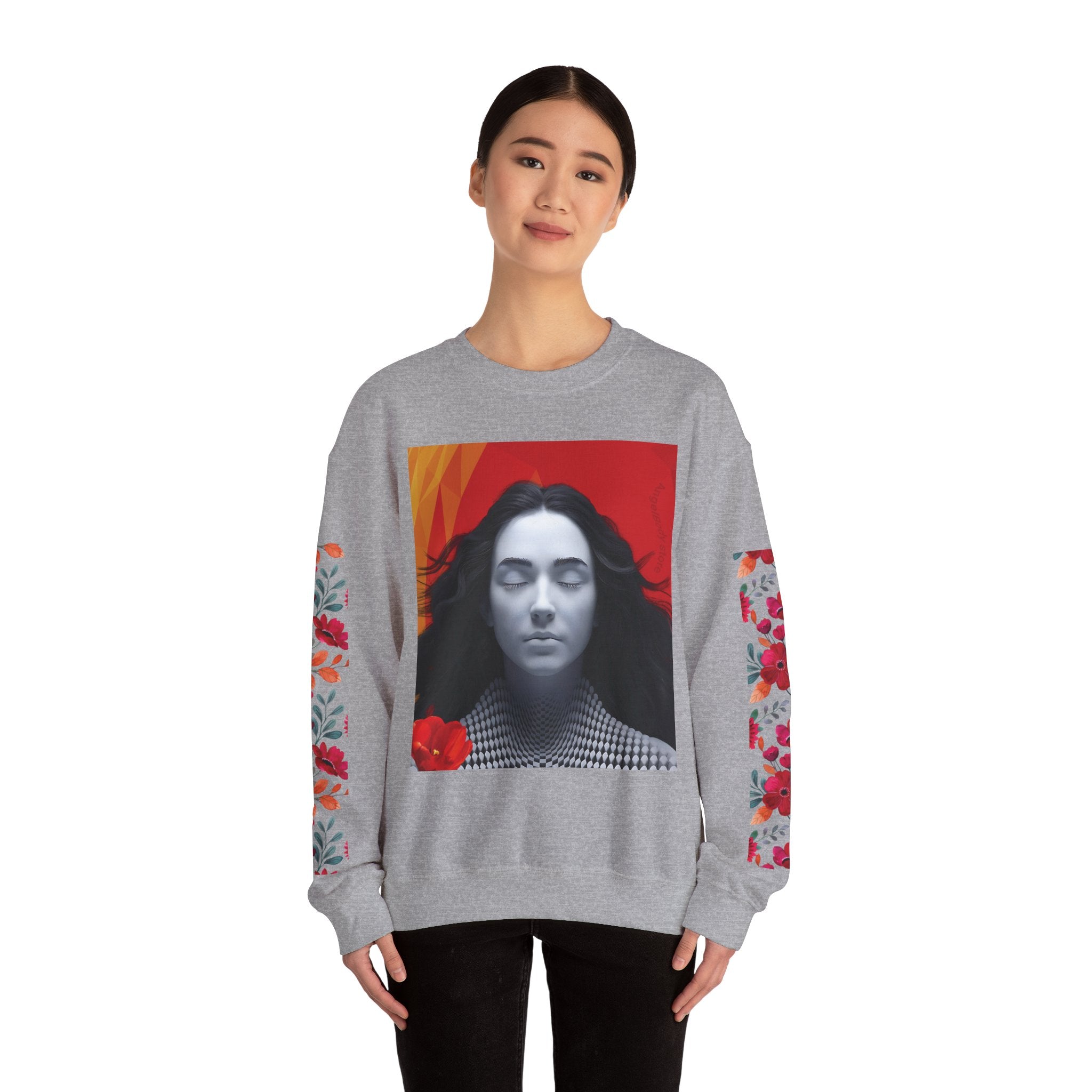 Abstract Art & Floral Sweatshirt - Angel Body
