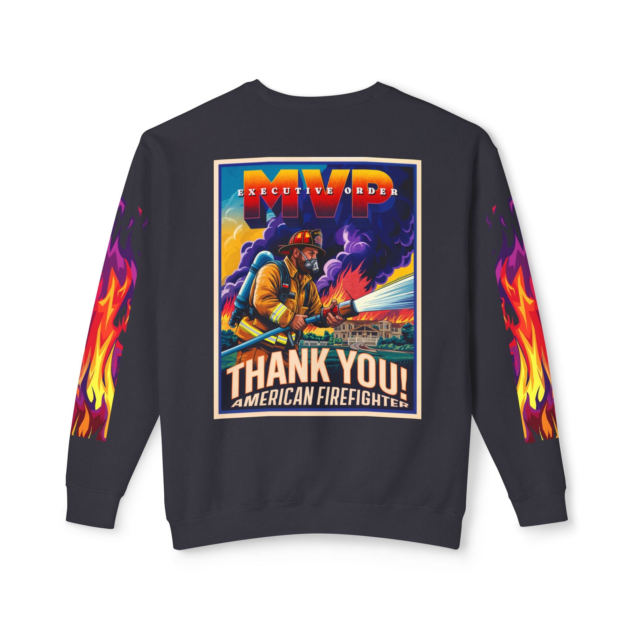 Unisex Crewneck Sweatshirt - Thank You American Firefighter - Angel Body