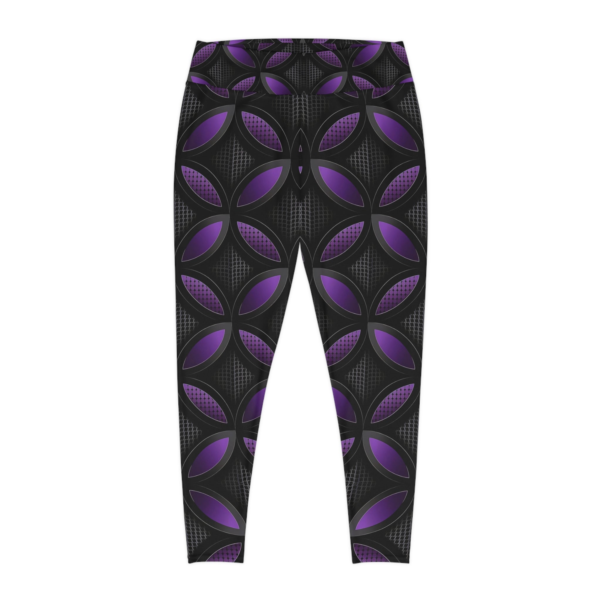 Stylish Plus Size Leggings with Purple Floral Pattern