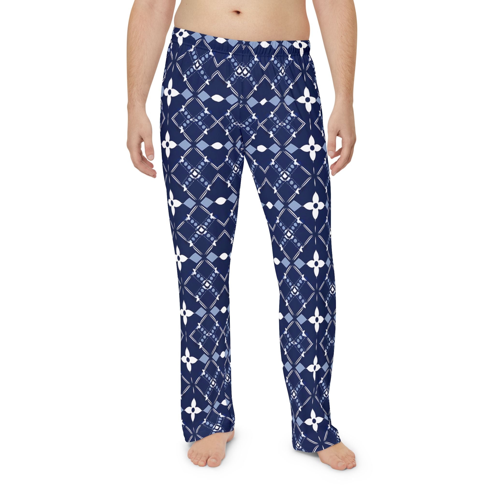 Men's Stylish Pajama Pants - Navy Patterned Lounge Wear for Comfort & Relaxation - Angel Body
