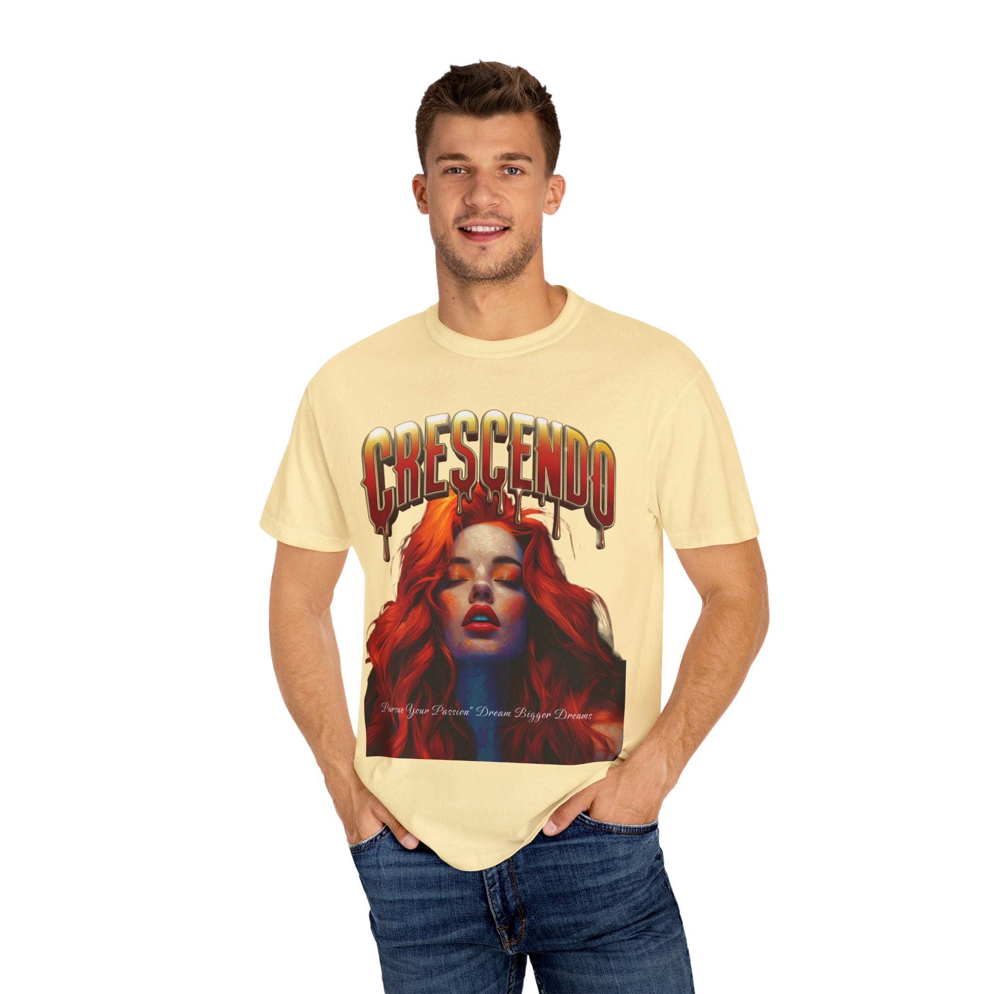 CRESCENDO a shirt with a message Take your life to the highest heights Unisex Garment-Dyed T-Shirt - Vibrant Artistic Tee - Angel Body