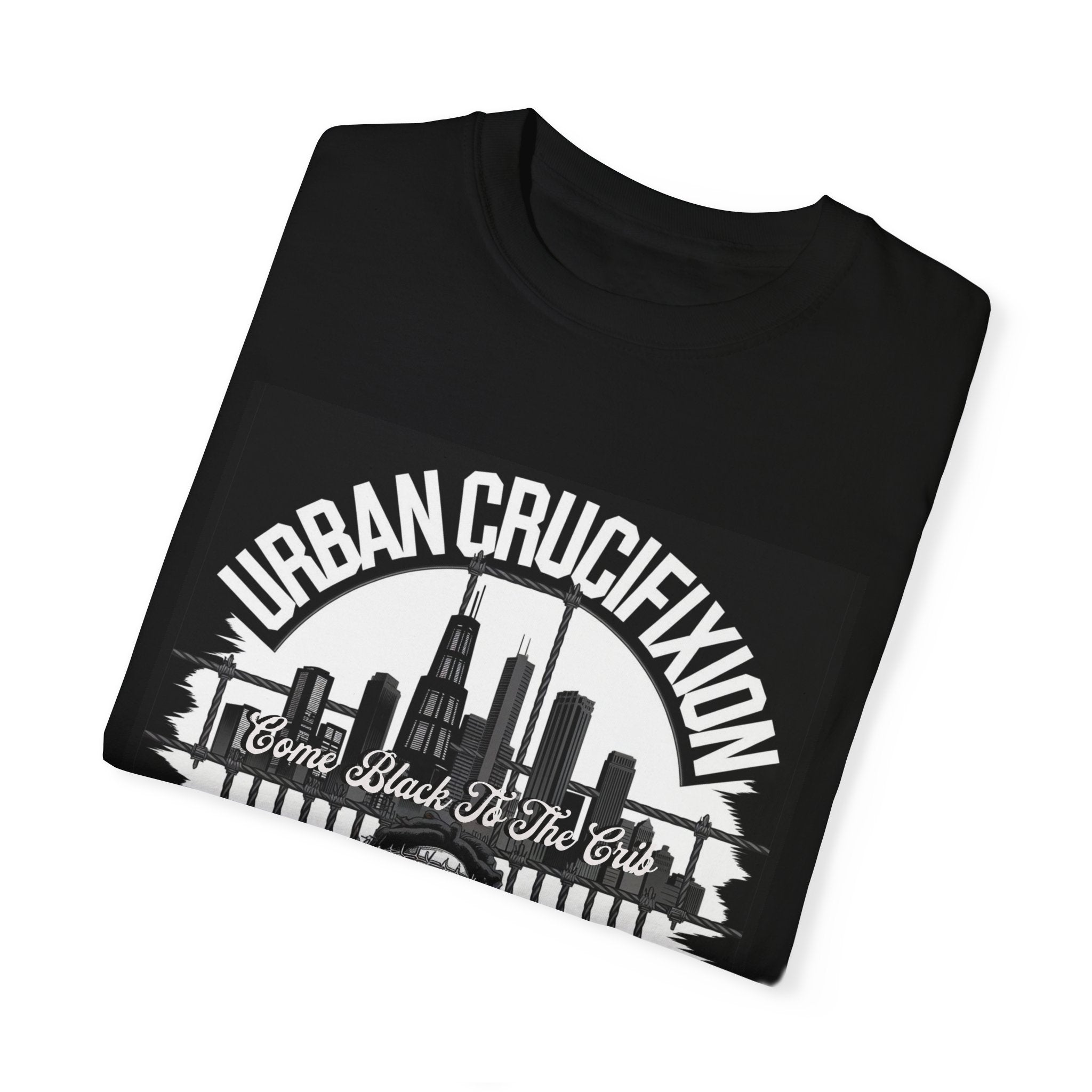 Urban Crucifixion Unisex Garment-Dyed T-Shirt - Street Art Inspired Design - Angel Body