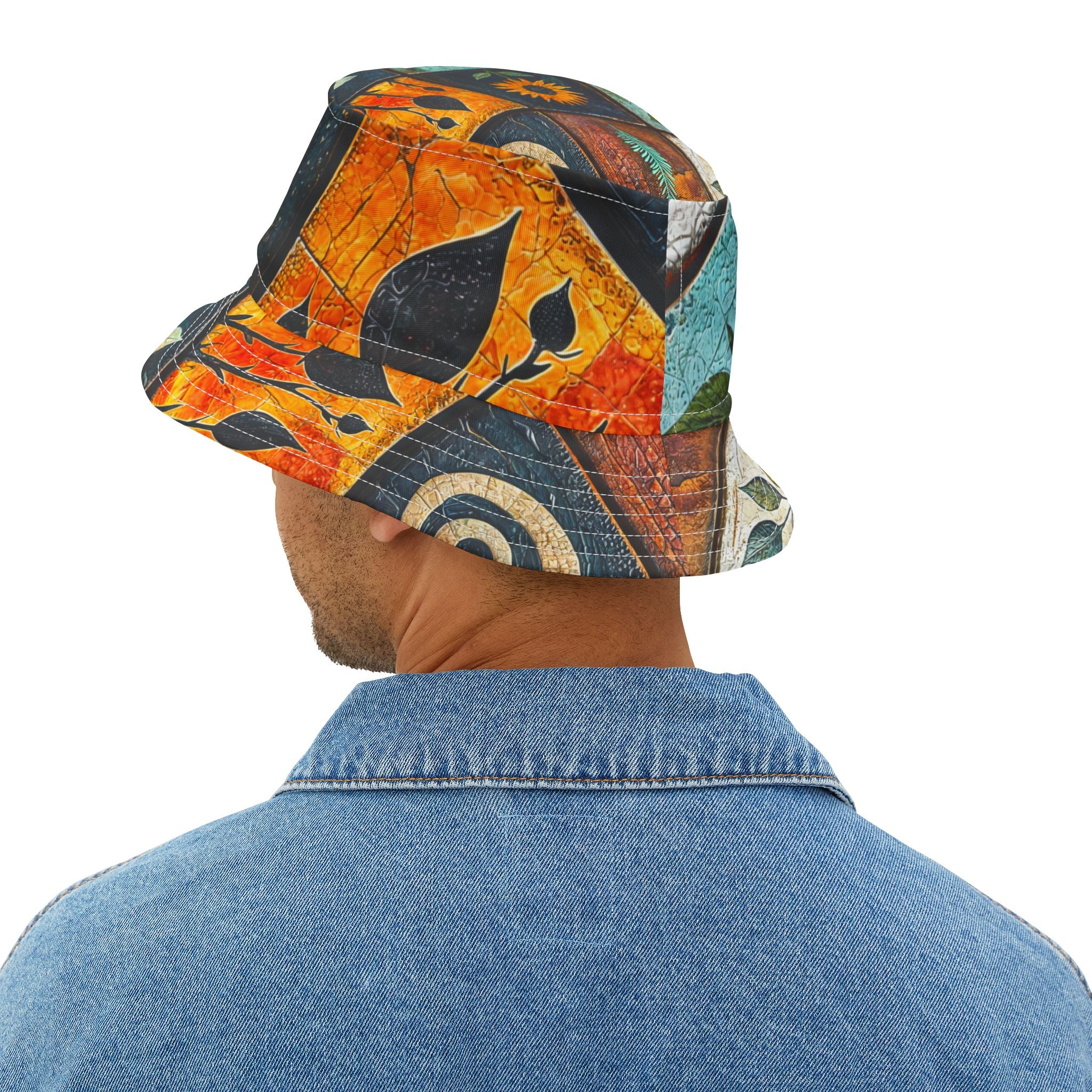 Sunflower Mosaic Bucket Hat, Floral Summer Hat, Beach Accessories, Sun Protection Hat, Gift for Garden Lovers - Angel Body