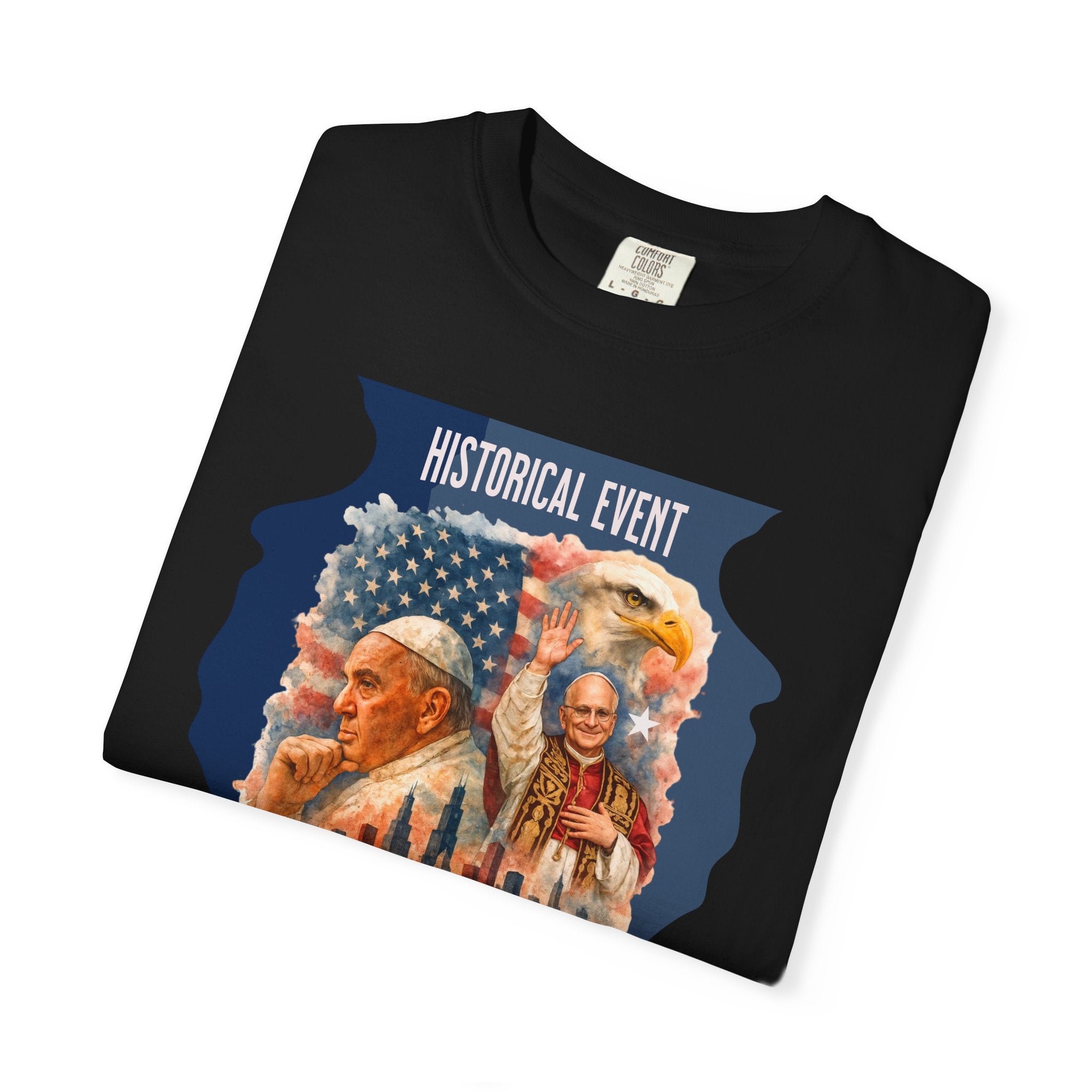 Historical Event T-Shirt - Congratulations to Leo XIV, Chicago's Own - Unisex Garment-Dyed Tee - Angel Body