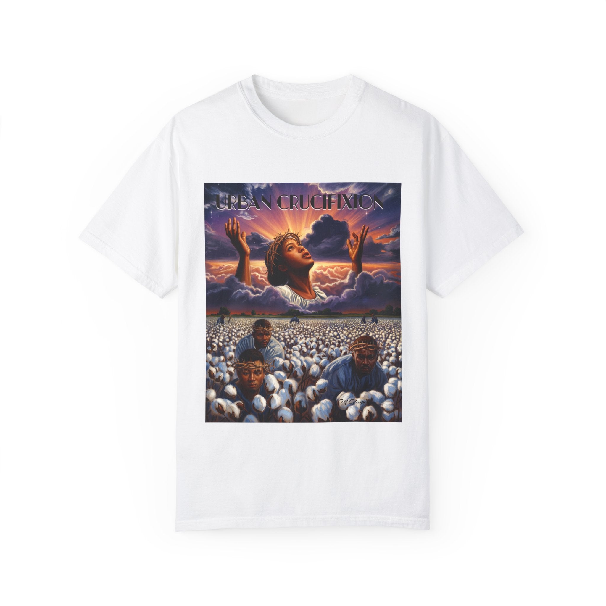 Urban Crucifixion Unisex Garment-Dyed T-shirt - Bold Graphic Tee for Artistic Expression