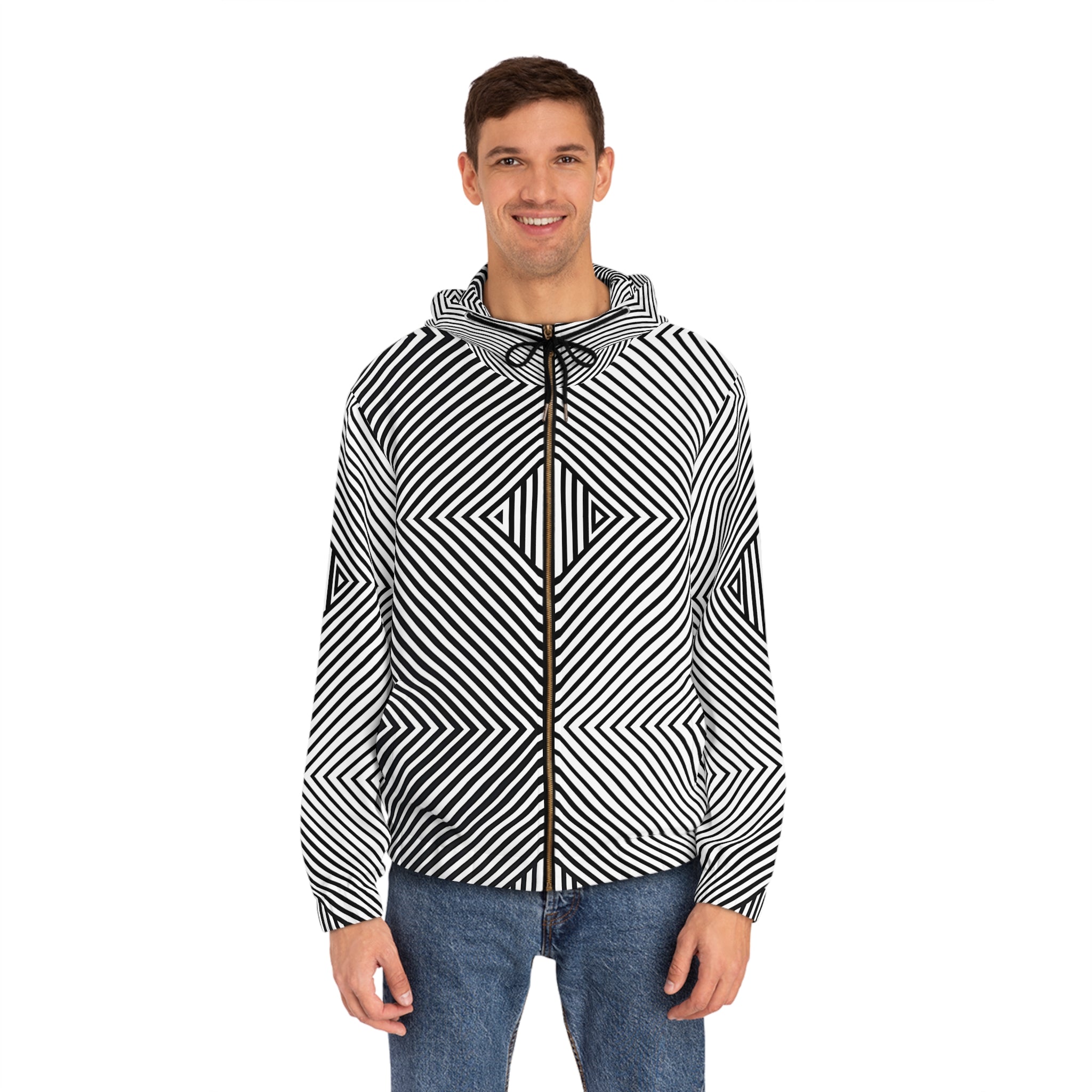 Full-Zip Hoodie with Abstract Pattern & German Shepard, Stylish Layer for Every Occasion