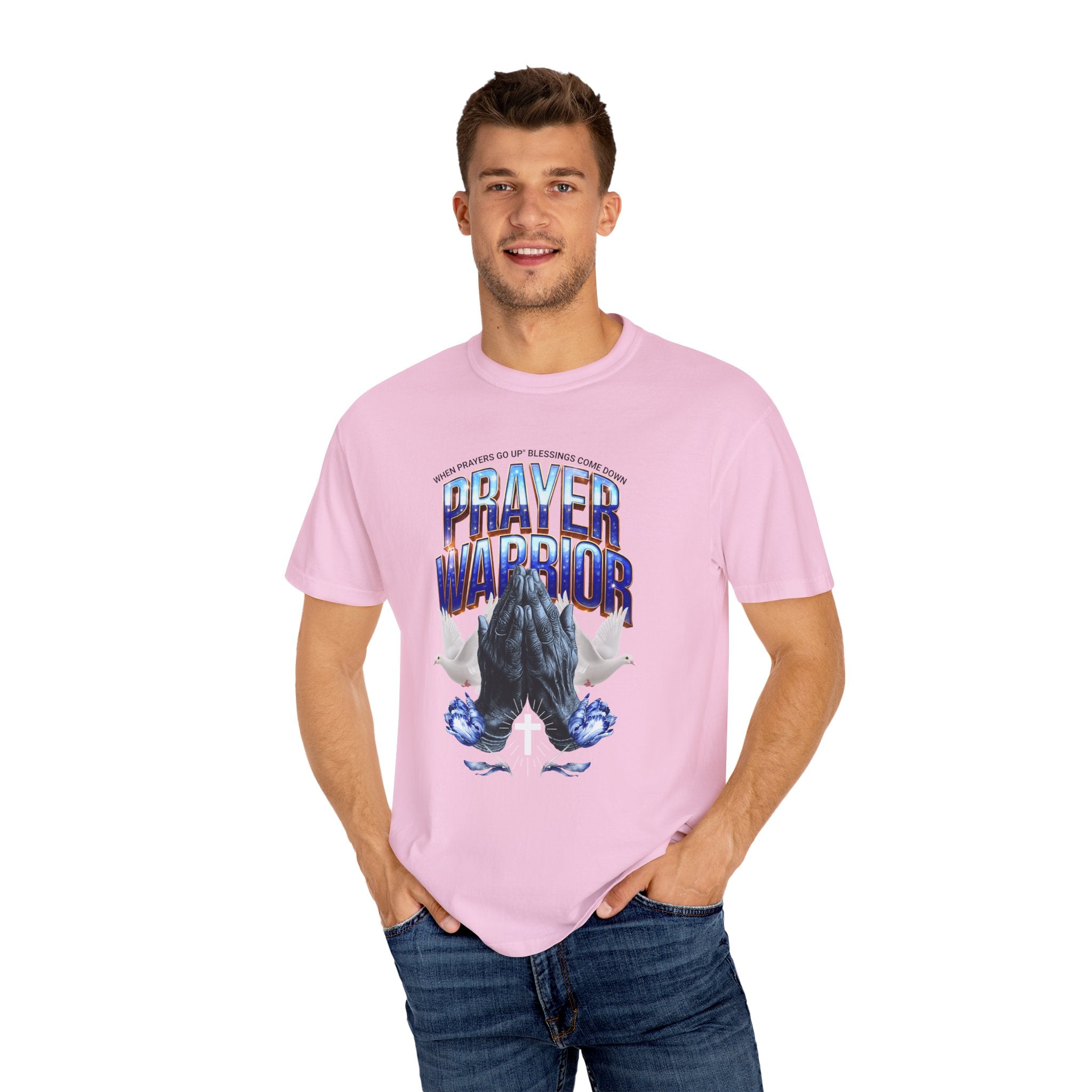 Prayer Warrior Garment-Dyed Unisex T-Shirt | Spiritual, Faith-Inspired Apparel - Angel Body