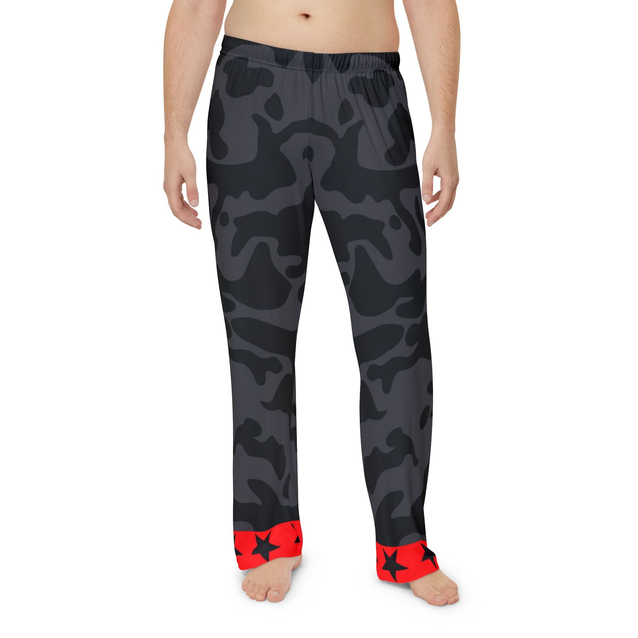 Men's Camo Pajama Pants with Star Accents - Comfortable Loungewear for Relaxation