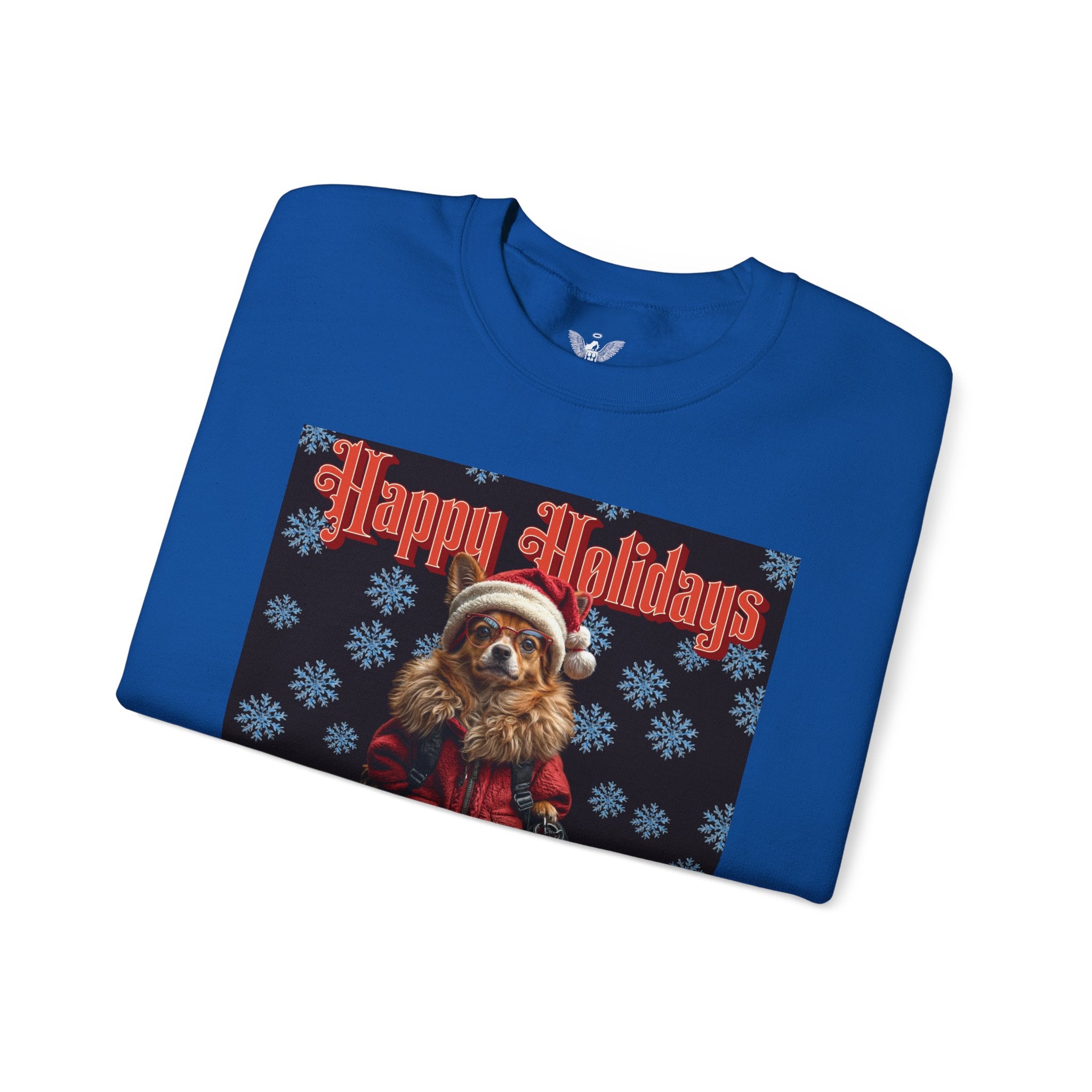 Funny Happy Holidays Dog Unisex Sweatshirt - Angel Body
