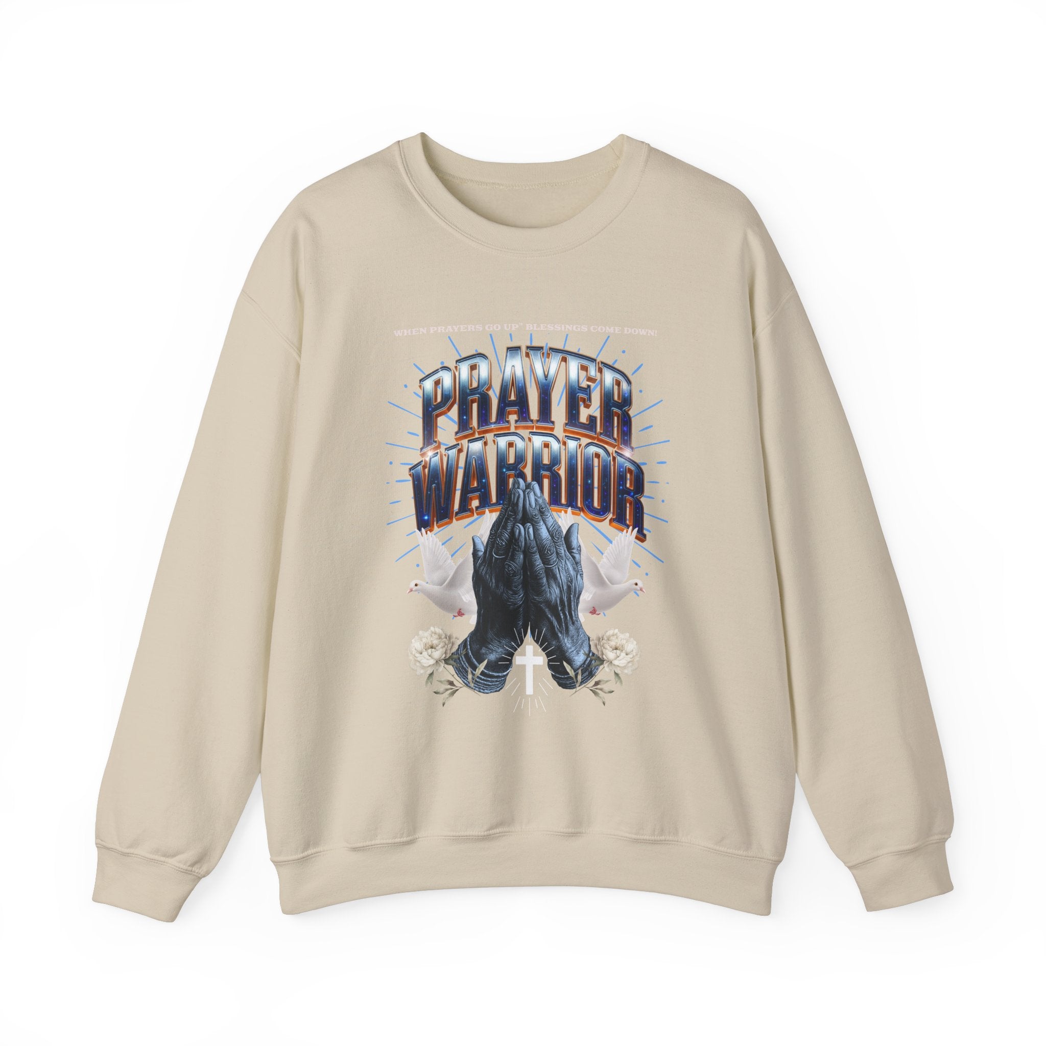Prayer Warrior Crewneck Sweatshirt - Unisex Heavy Blend™ - Faith-Inspired Apparel - Angel Body