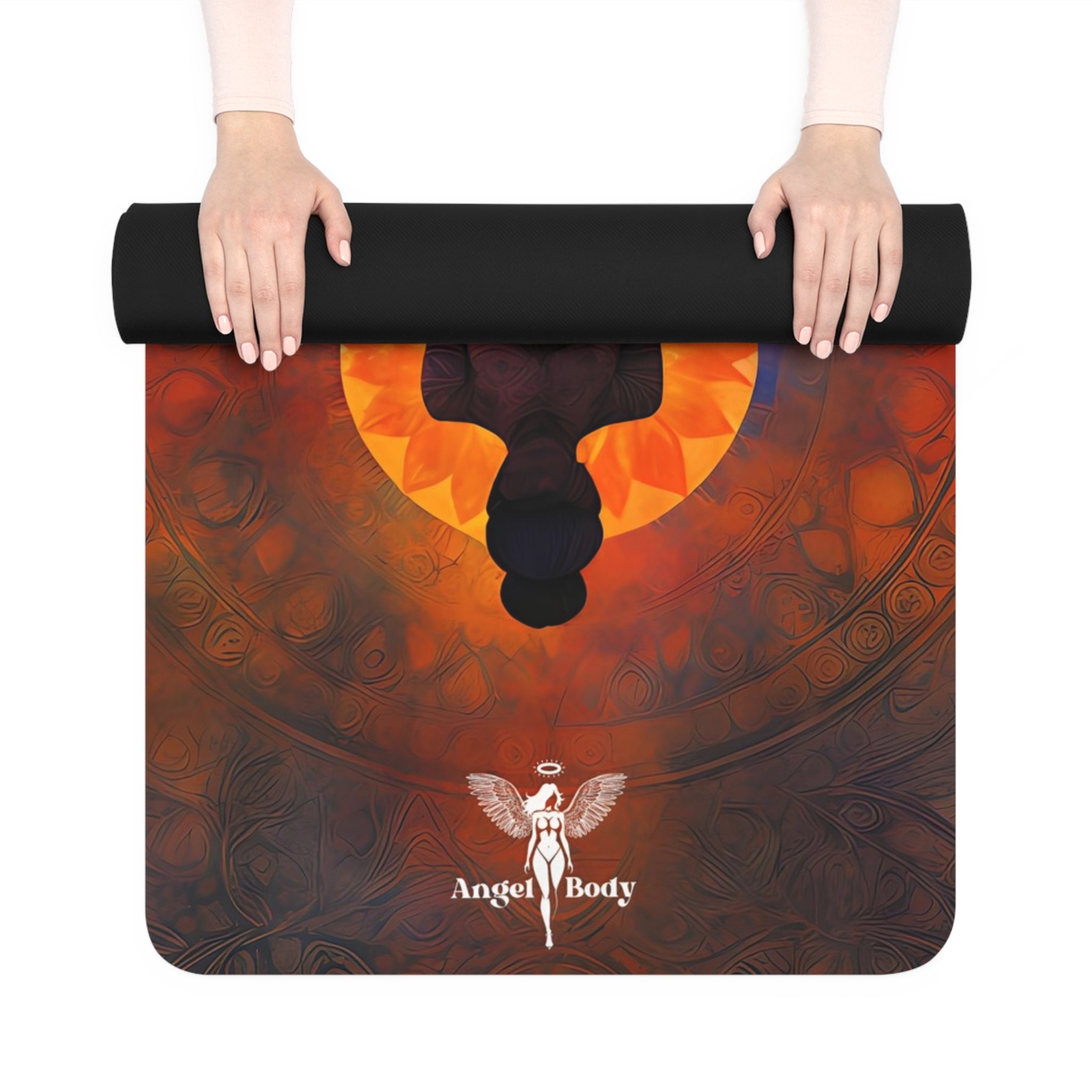 Lovely Meditation Lotus Flower Yoga Mat - Non-Slip Rubber Exercise Mat for Home and Studio - Angel Body