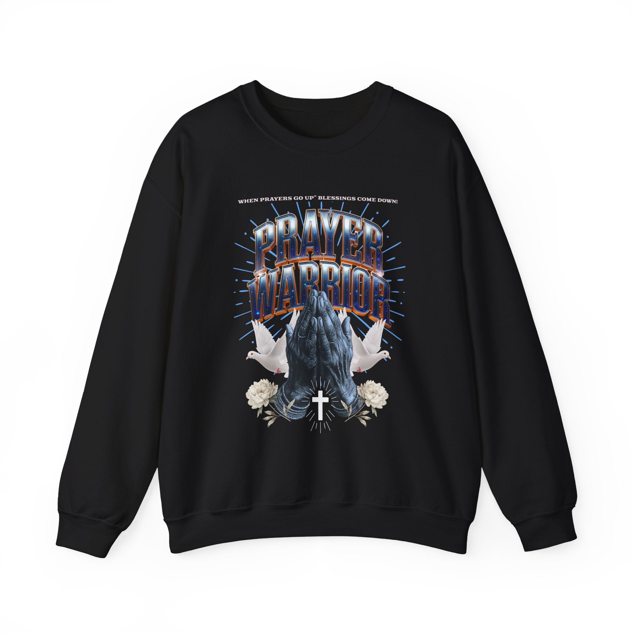 Prayer Warrior Crewneck Sweatshirt - Unisex Heavy Blend™ - Faith-Inspired Apparel - Angel Body