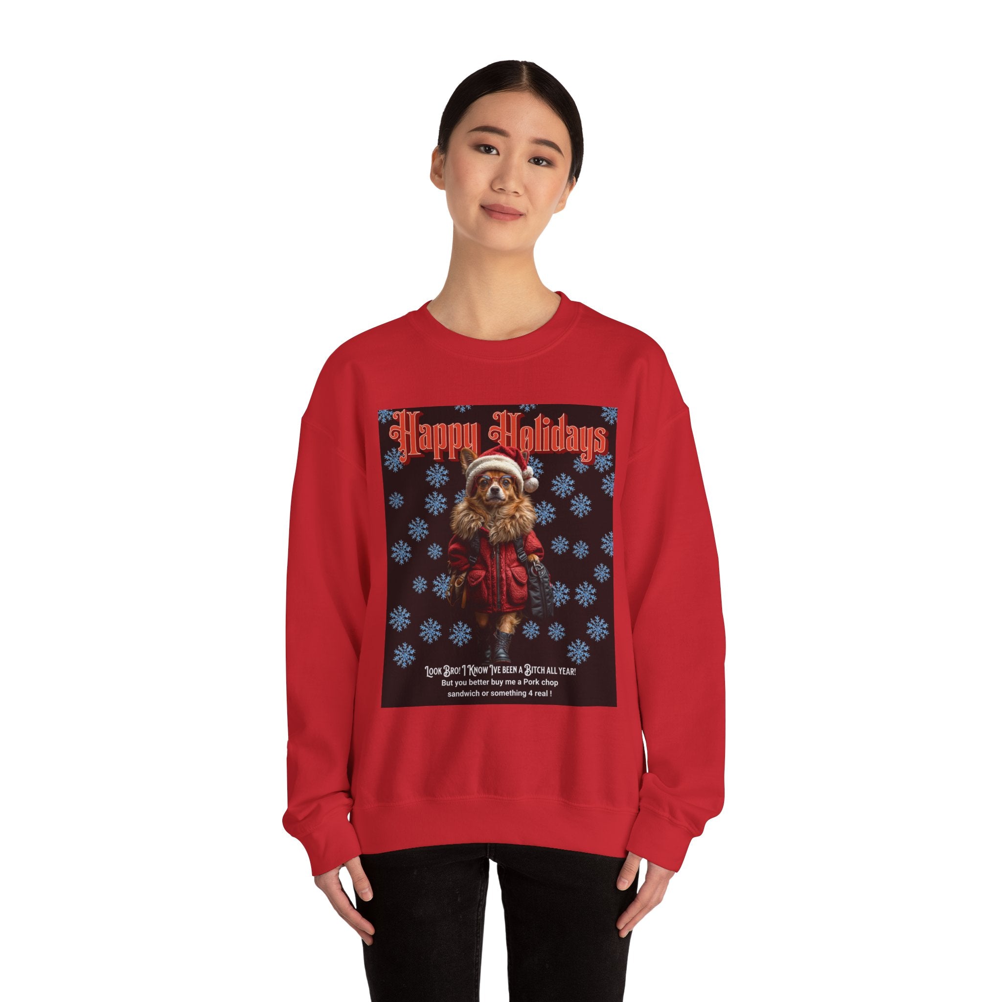 Funny Happy Holidays Dog Unisex Sweatshirt - Angel Body