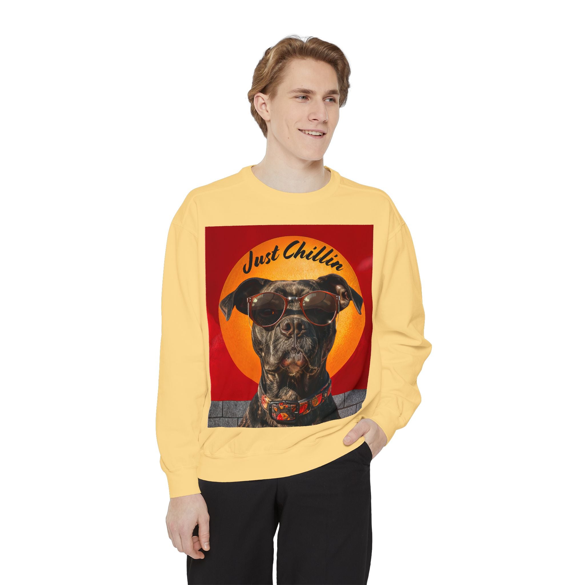Pit Bull Terrier Dog Sunglasses Sweatshirt - Unisex Garment-Dyed - Angel Body