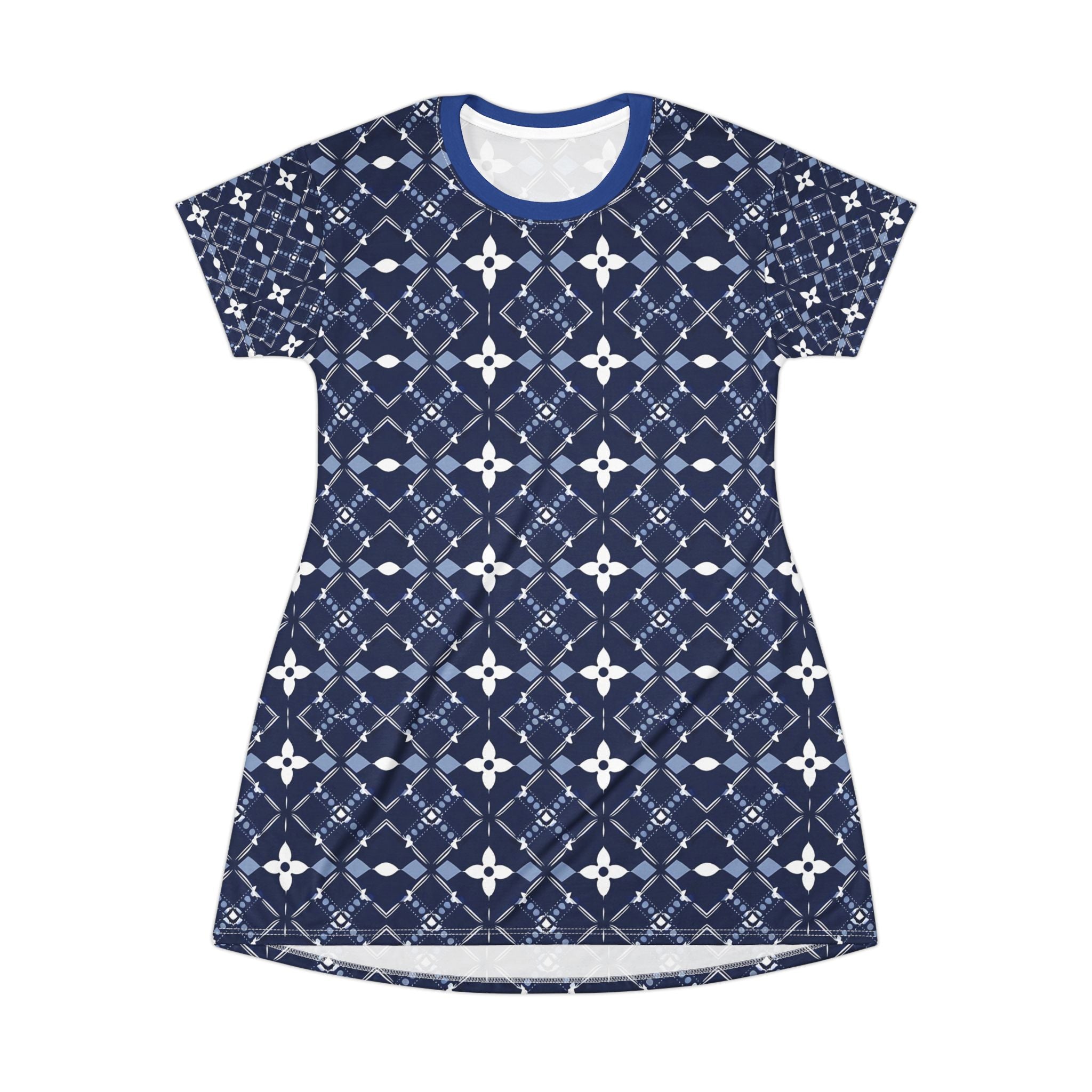 Navy Floral T-Shirt Dress for Casual Comfort - Angel Body