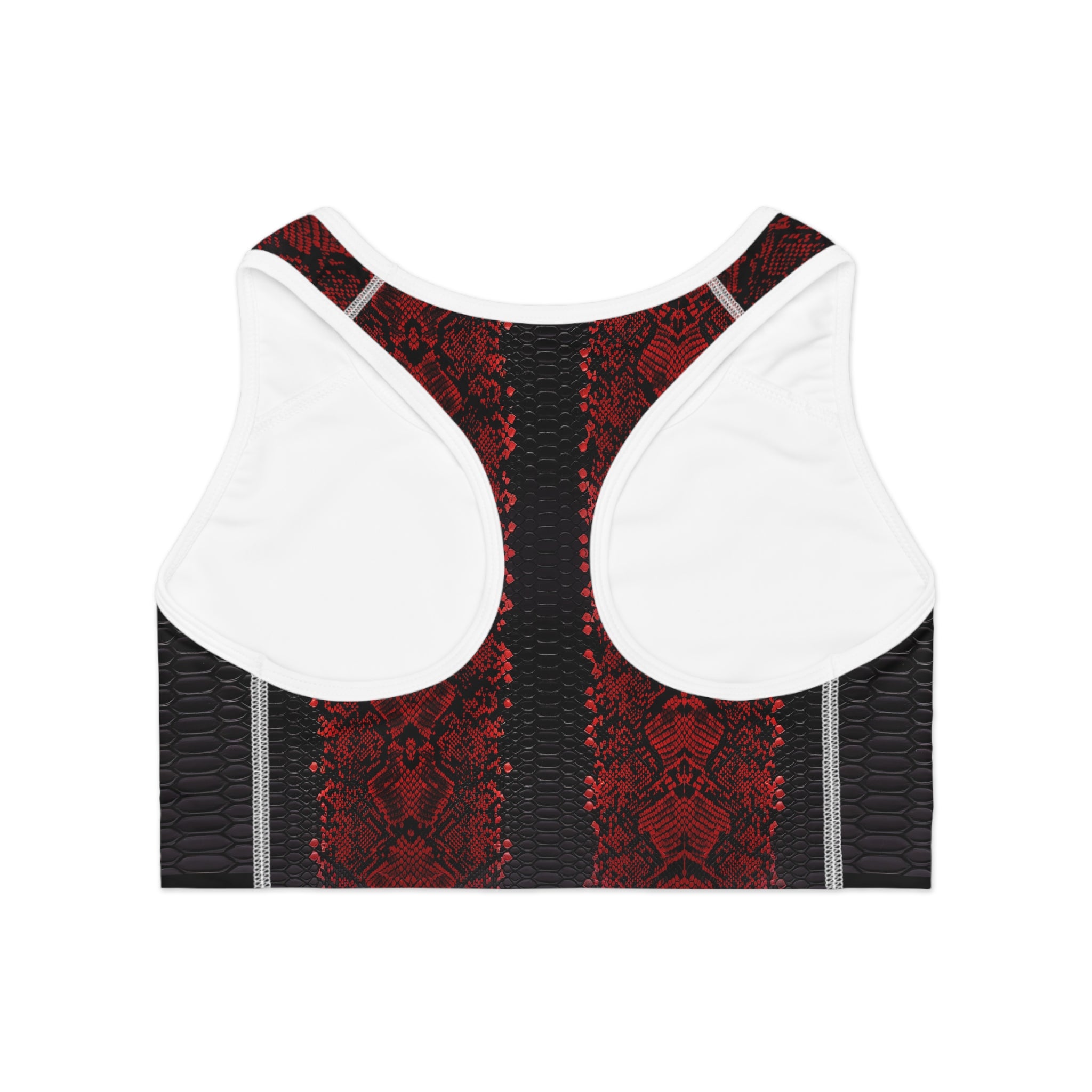 Fierce Red Snake Print Sports Bra for Active Women