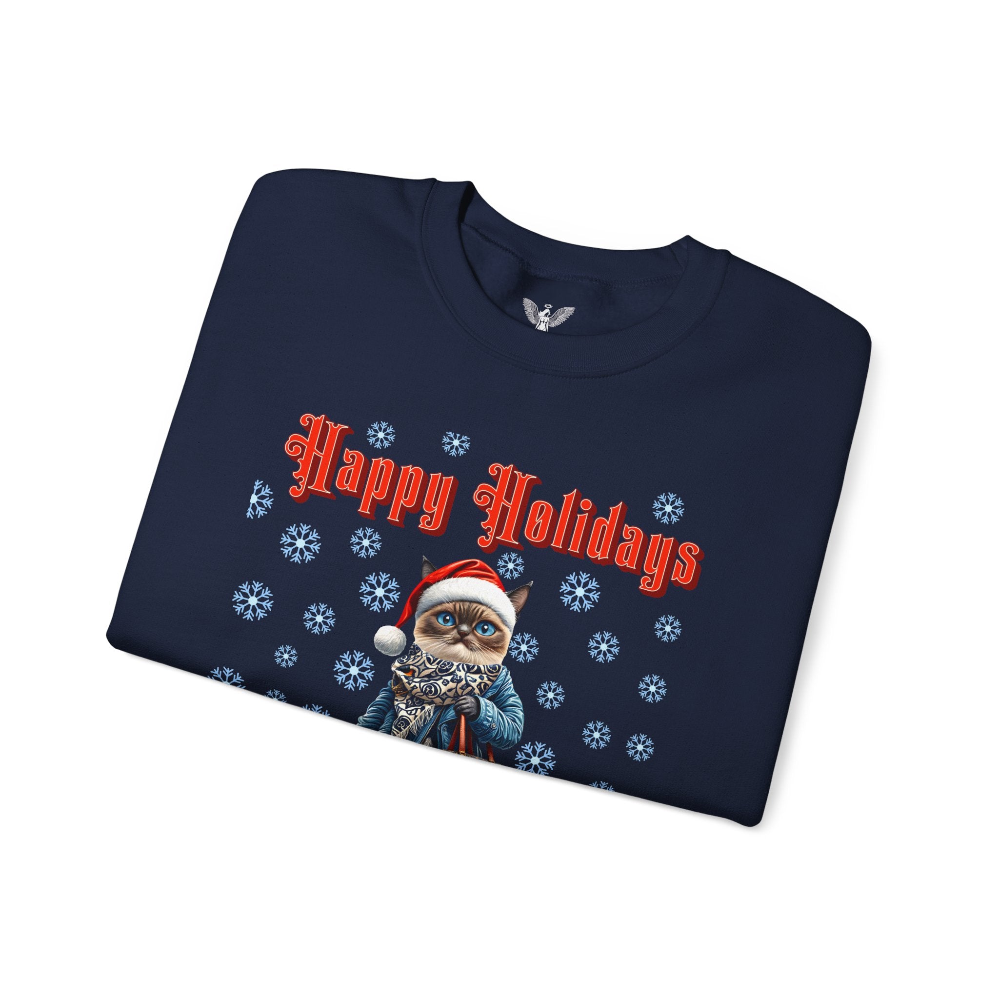 Holiday Cat Crewneck Sweatshirt - Angel Body