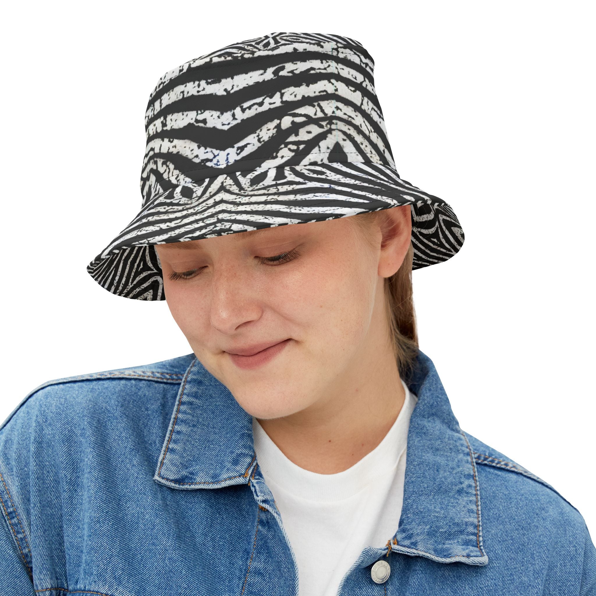 Zebra Print Bucket Hat, Trendy Beach Accessory, Festival Wear, Unisex Hat, Summer Vibes, Stylish Sun Protection