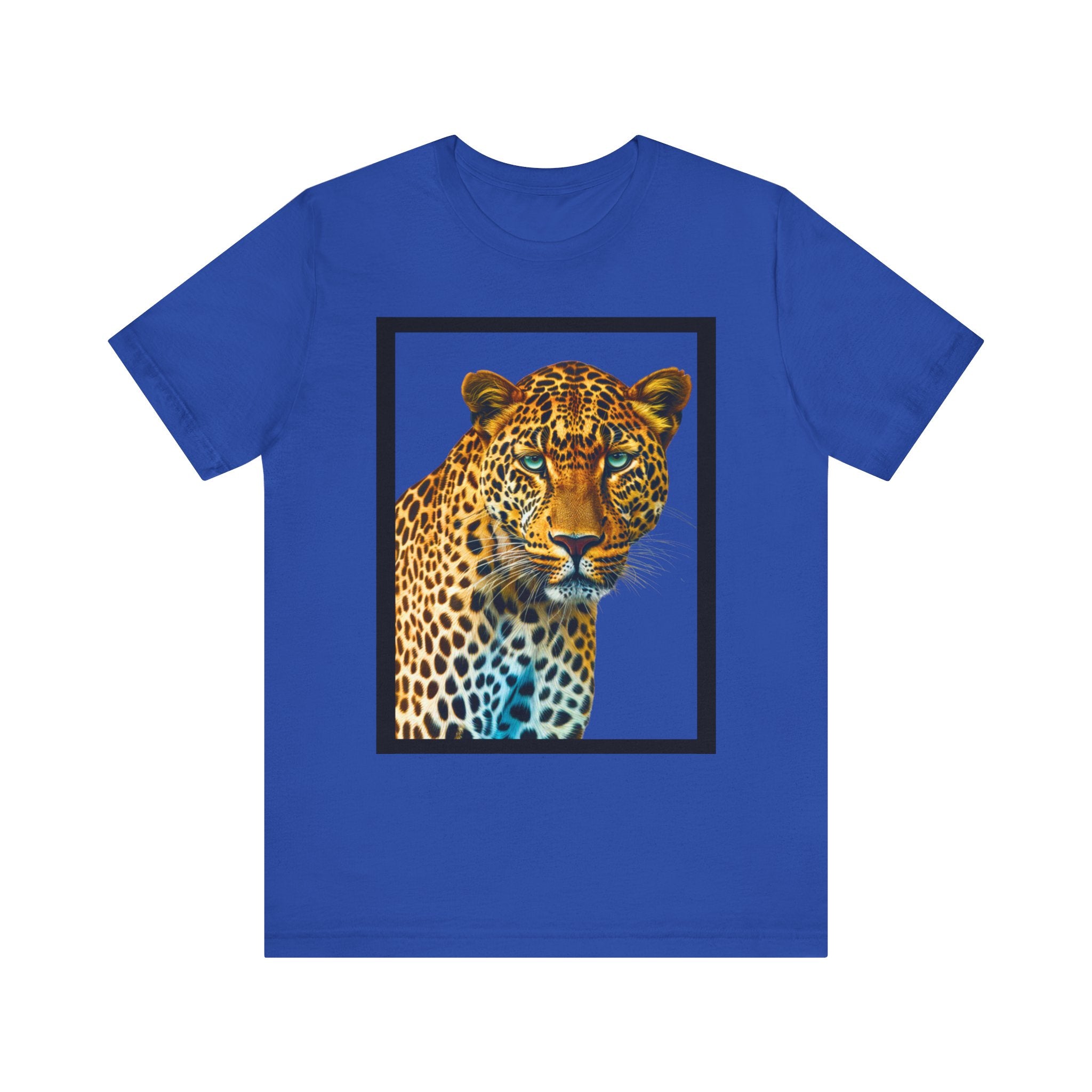 Unisex Jersey Short Sleeve Fun Tee: Realistic 3D Leopard with black frame - Angel Body