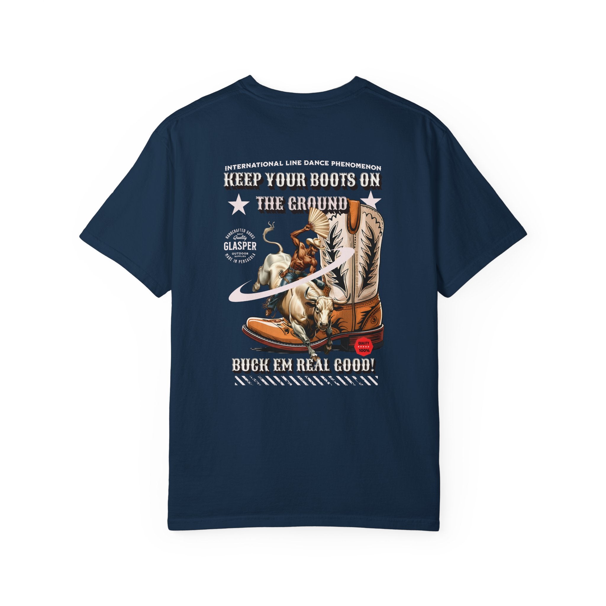 Line Dance Boots Unisex T-Shirt - ‘Keep Your Boots On’ Design - Angel Body