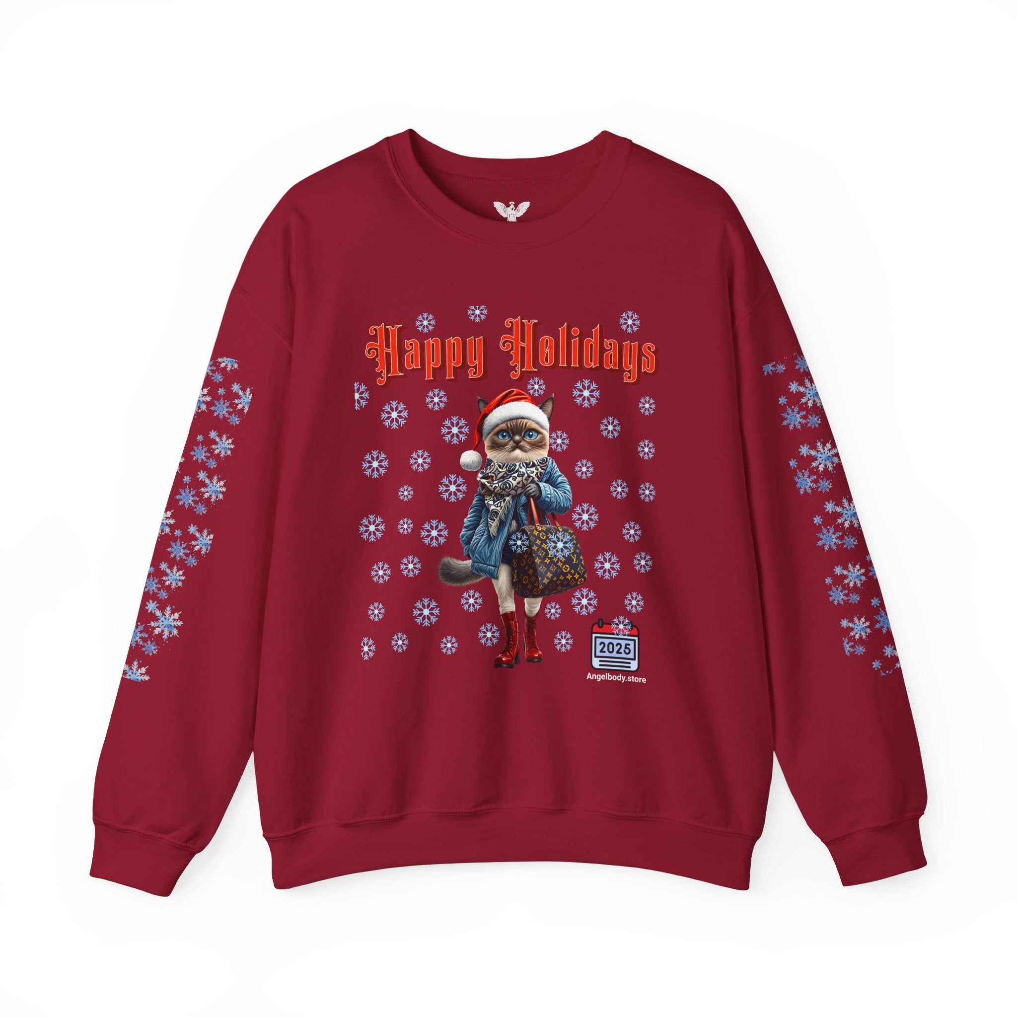 Holiday Cat Crewneck Sweatshirt - Angel Body