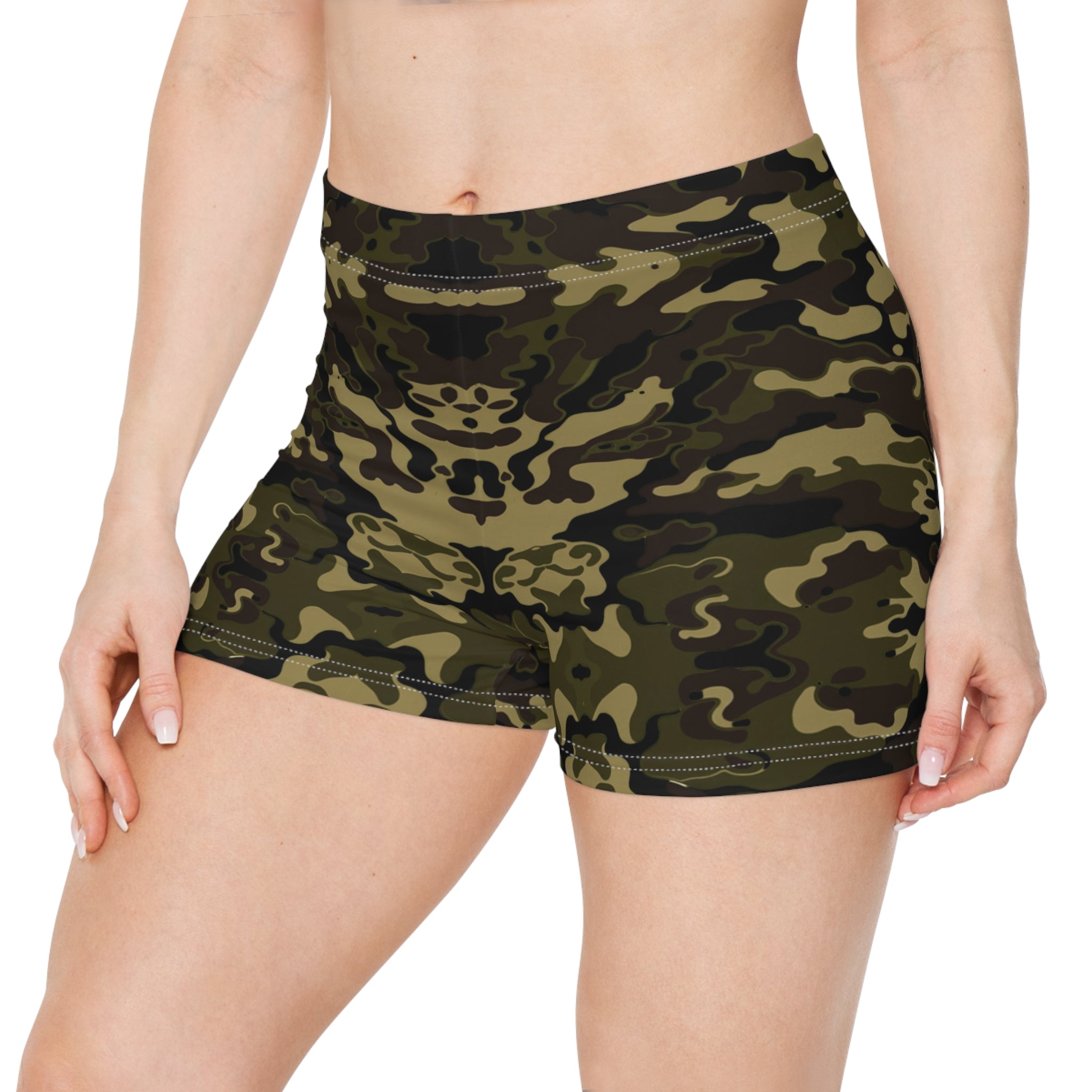 Camo Print Women's Athletic Shorts - Stylish & Comfortable for Active Living - Angel Body