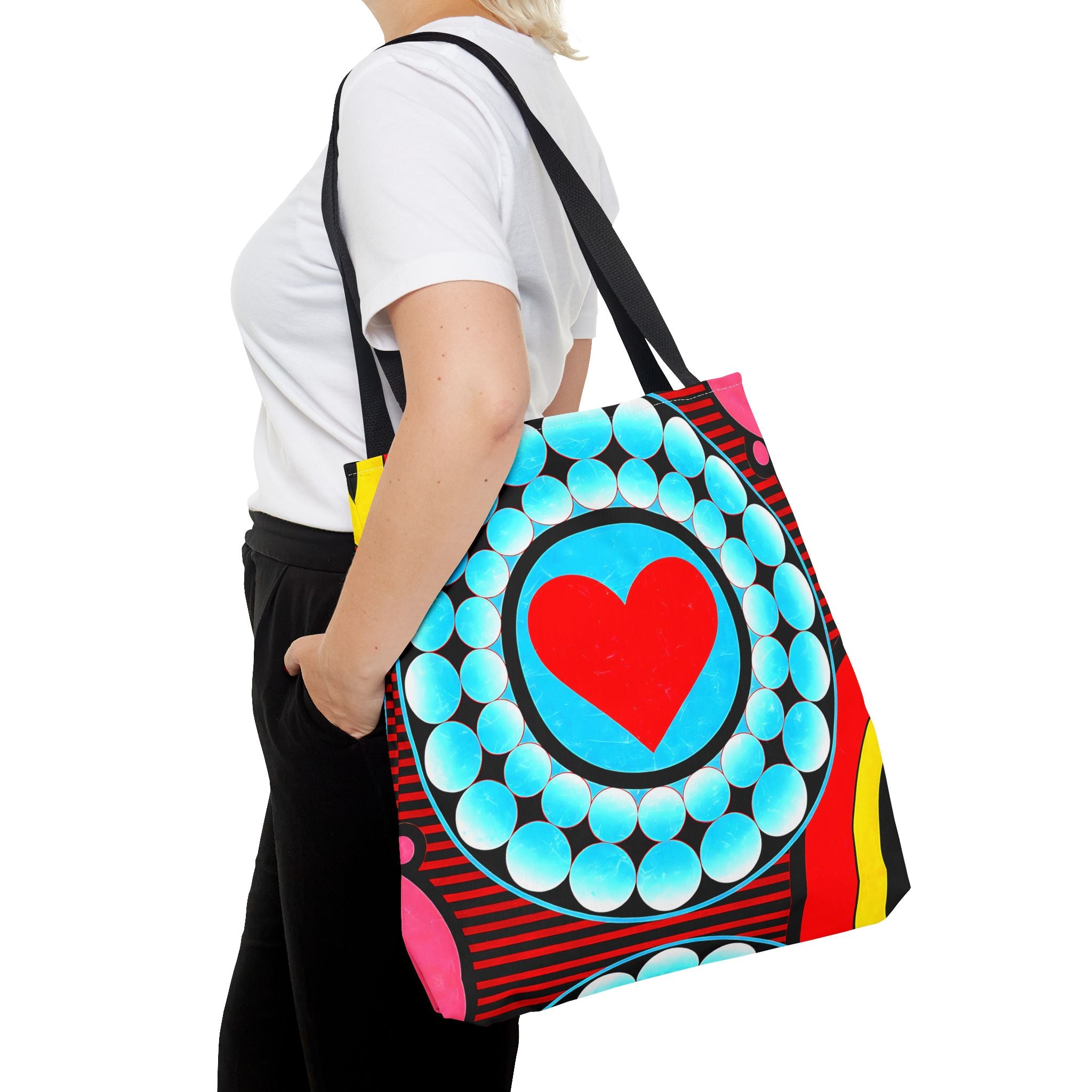 Colorful Heart Pattern Tote Bag - Perfect for Love and Festivals - Angel Body