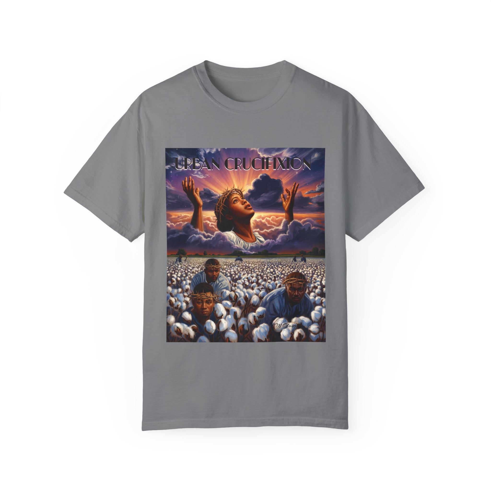 Urban Crucifixion Unisex Garment-Dyed T-shirt - Bold Graphic Tee for Artistic Expression