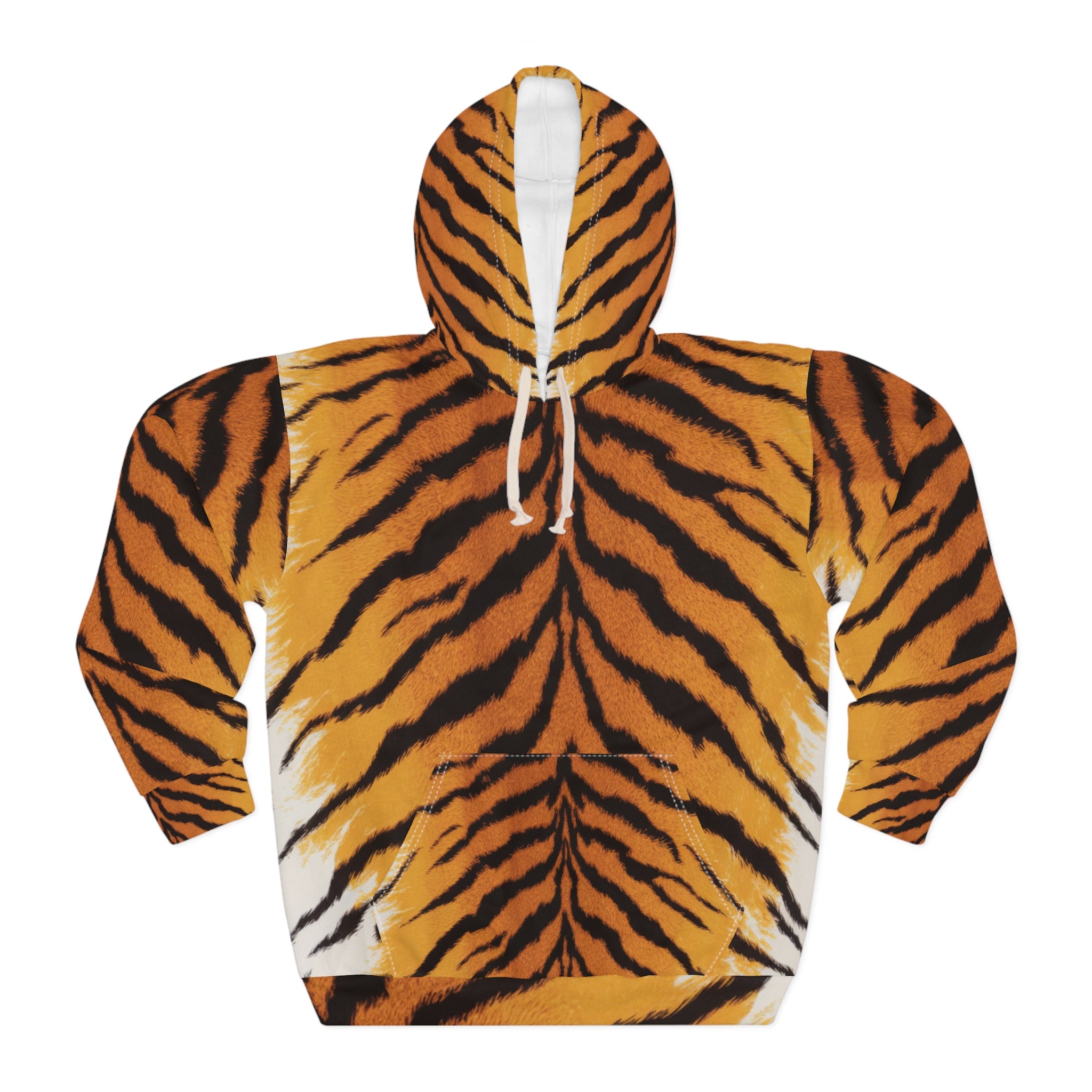 Bold Tiger Print Unisex Pullover Hoodie - Wild and Cozy Fashion - Angel Body