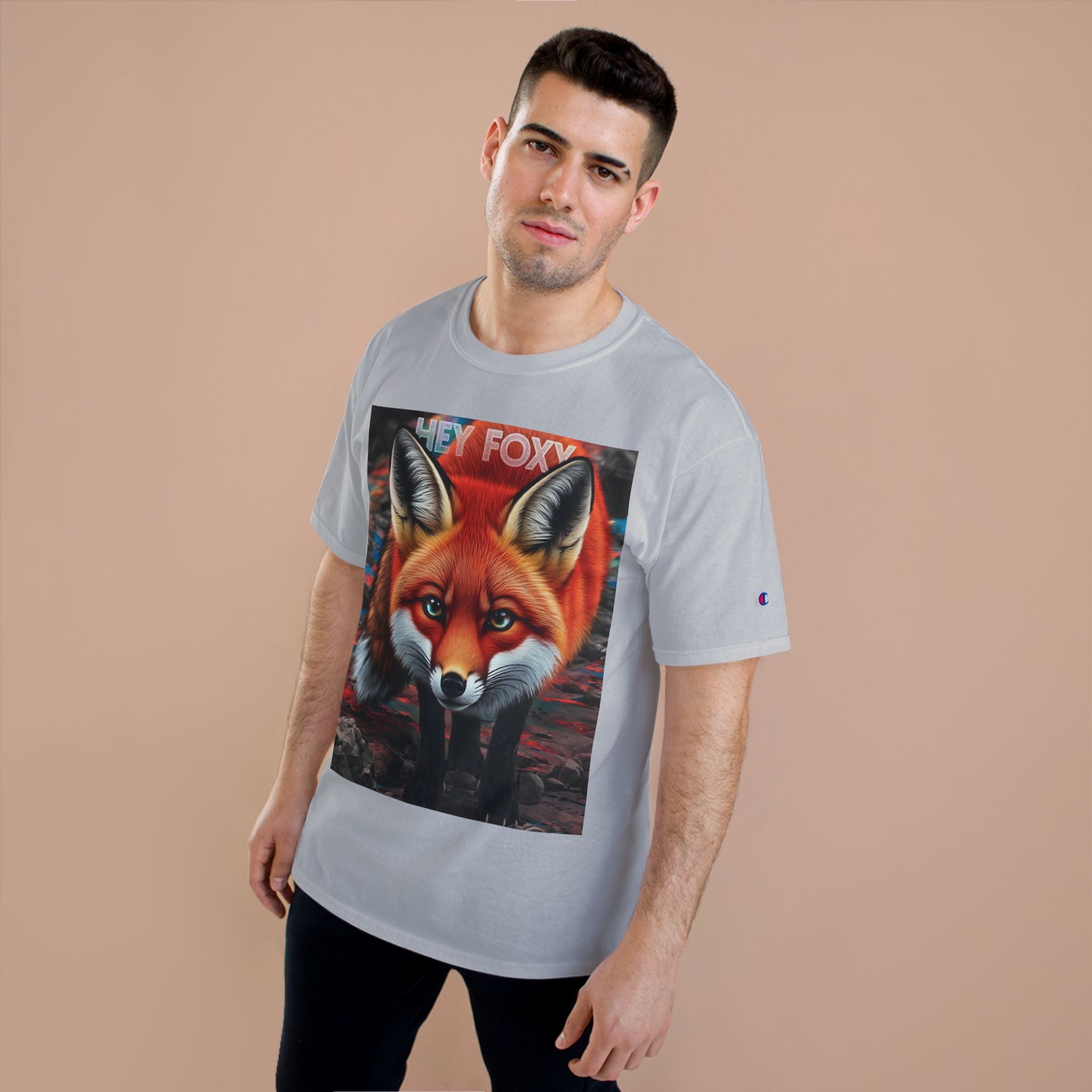 Hey Foxy Champion T-Shirt – Cute Fox Graphic Tee for Nature Lovers - Angel Body