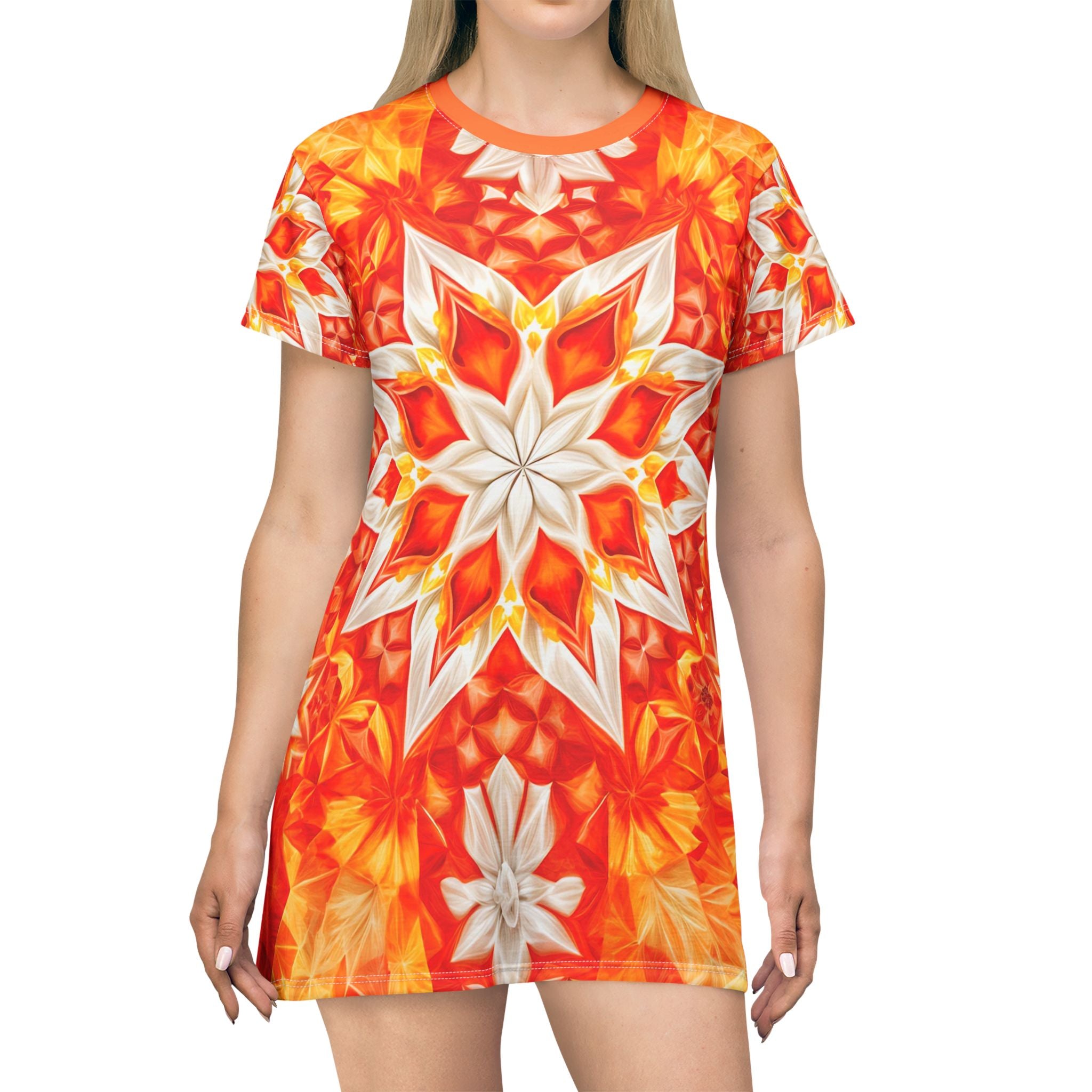 Vibrant Floral T-Shirt Dress for Summer Days - Angel Body
