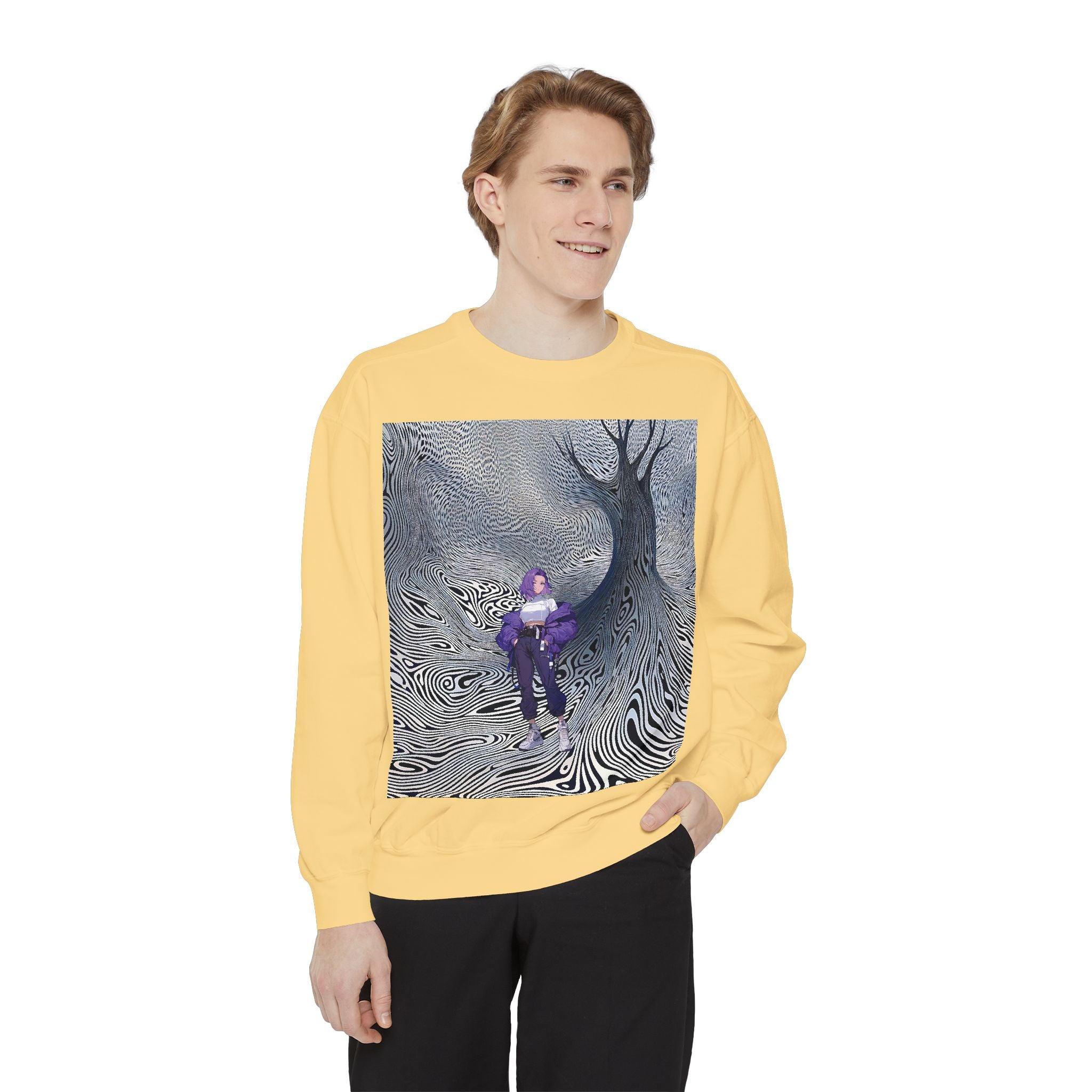 Unisex Garment-Dyed Sweatshirt - Cozy Artistic Comfort - Angel Body