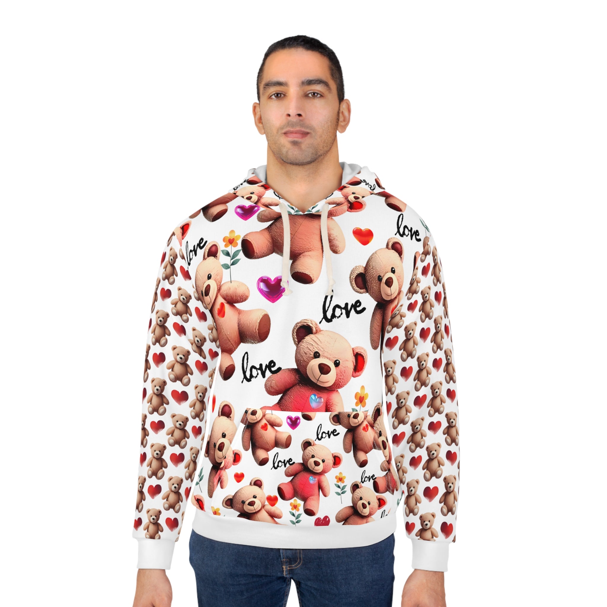 Cute Teddy Bear Love Unisex Pullover Hoodie - Perfect for Valentine’s Day and Cozy Moments - Angel Body