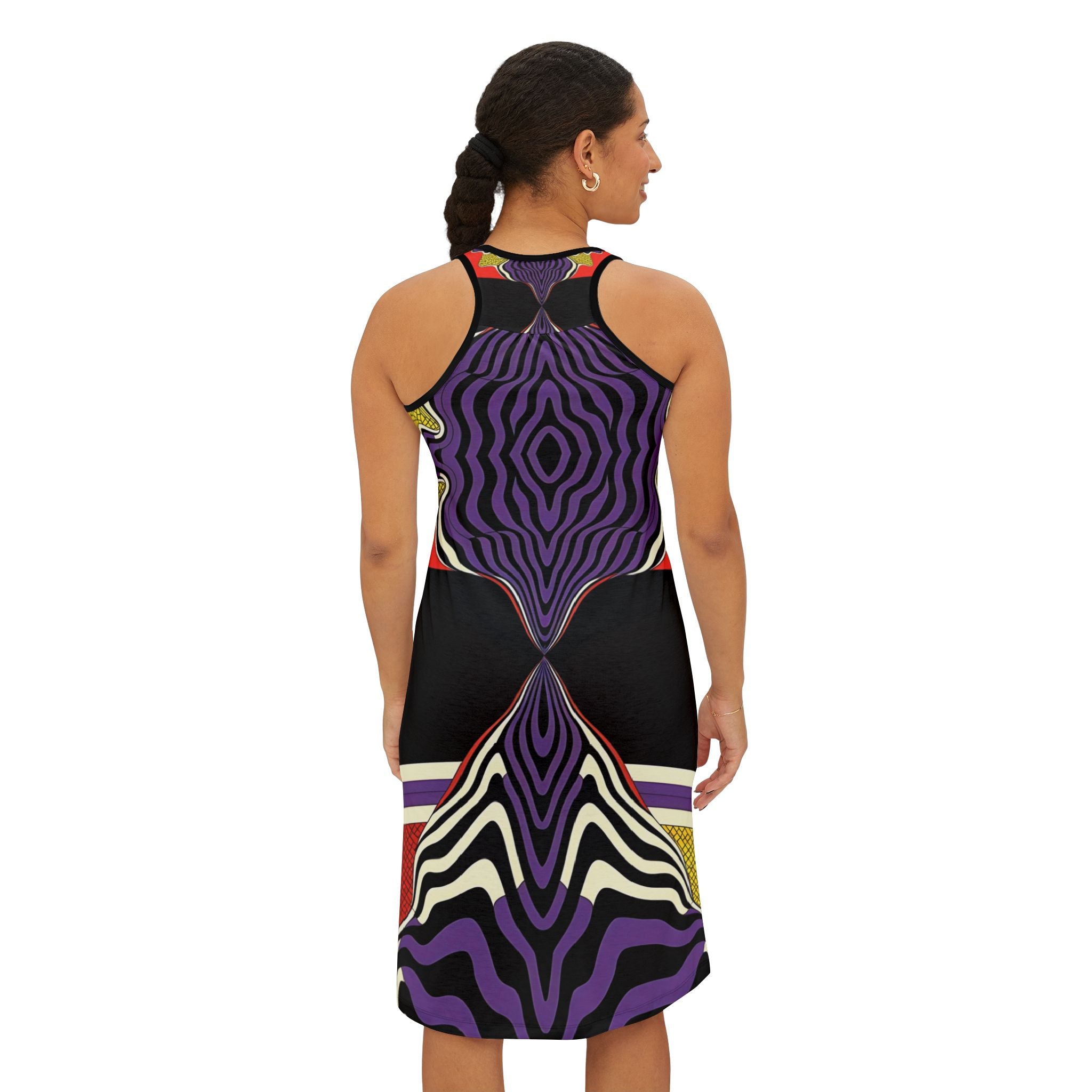 Vibrant Racerback Dress with Abstract Art Print - Angel Body