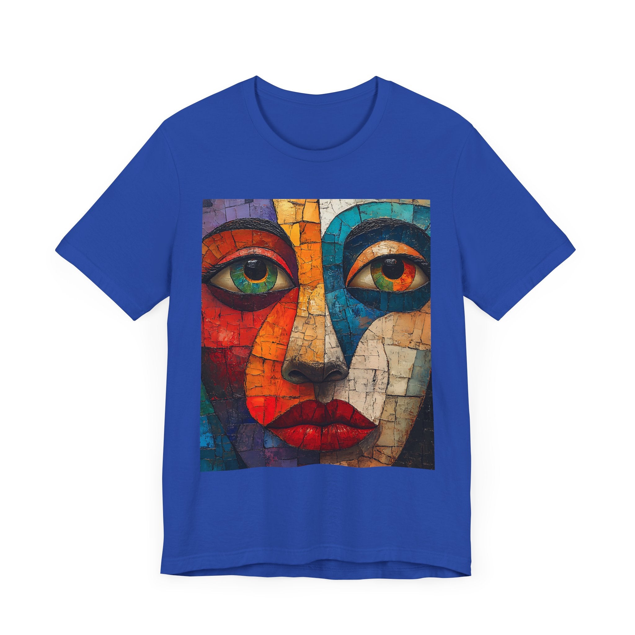 Artistic Unisex Jersey Tee - Fun wearable Art Colorful Face Design - Angel Body