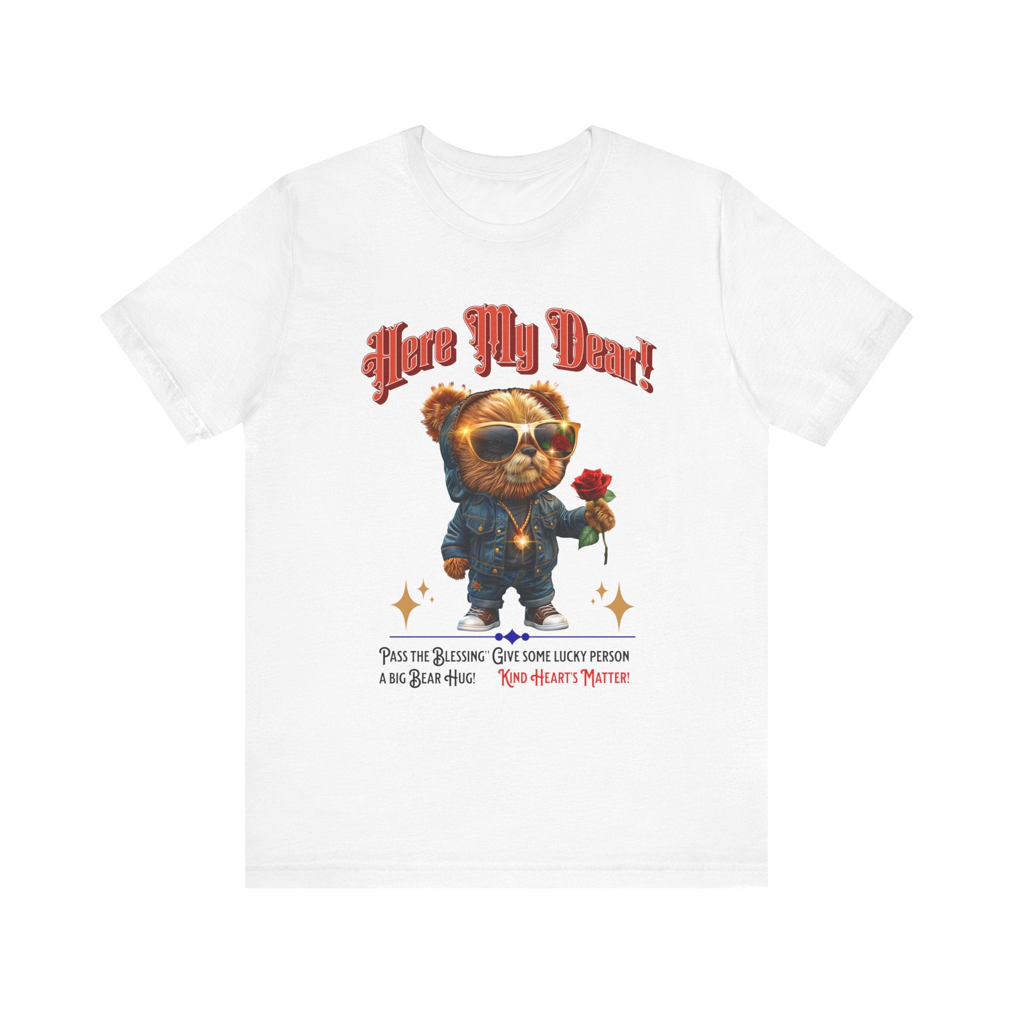 Teddy Bear Red Rose T-Shirt - Fun Cool Unisex Tee - Angel Body