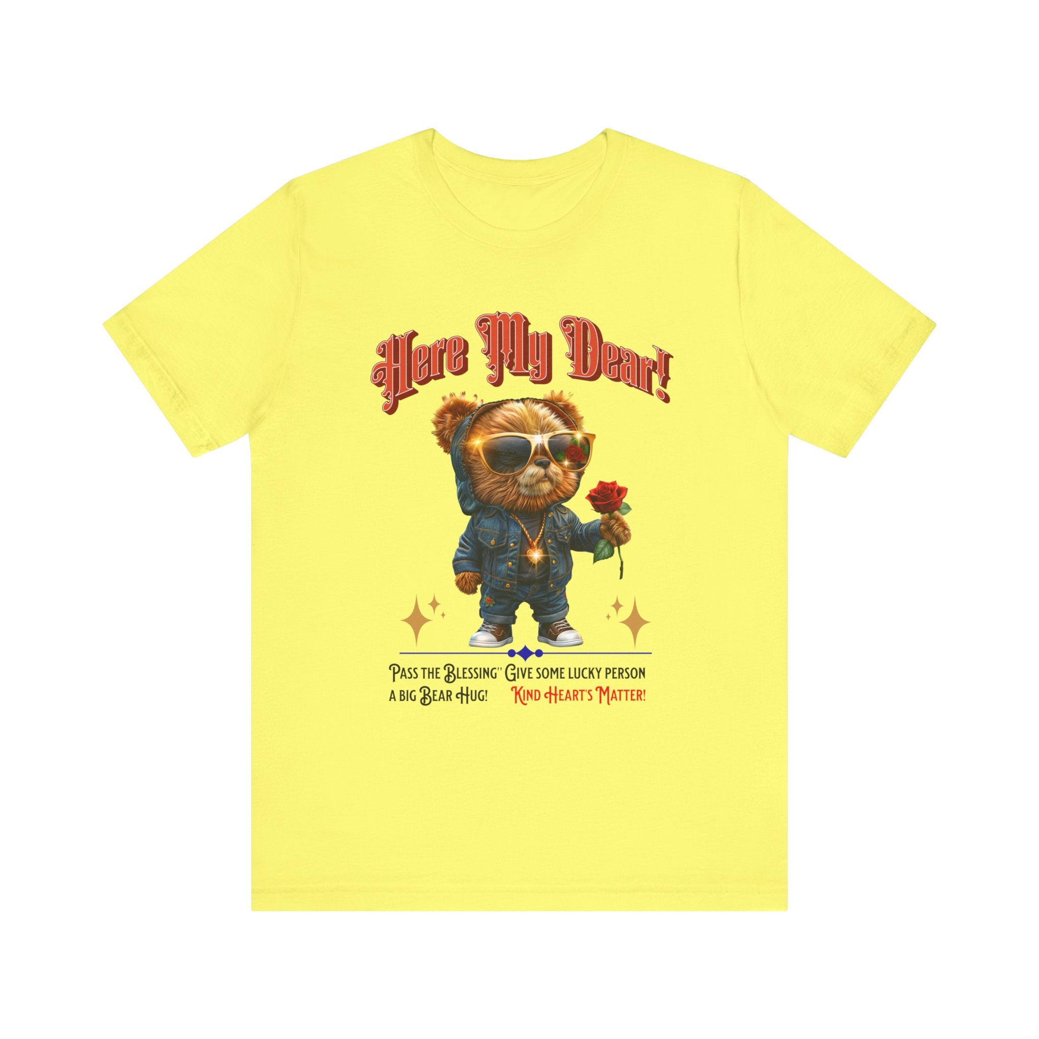 Teddy Bear Red Rose T-Shirt - Fun Cool Unisex Tee - Angel Body