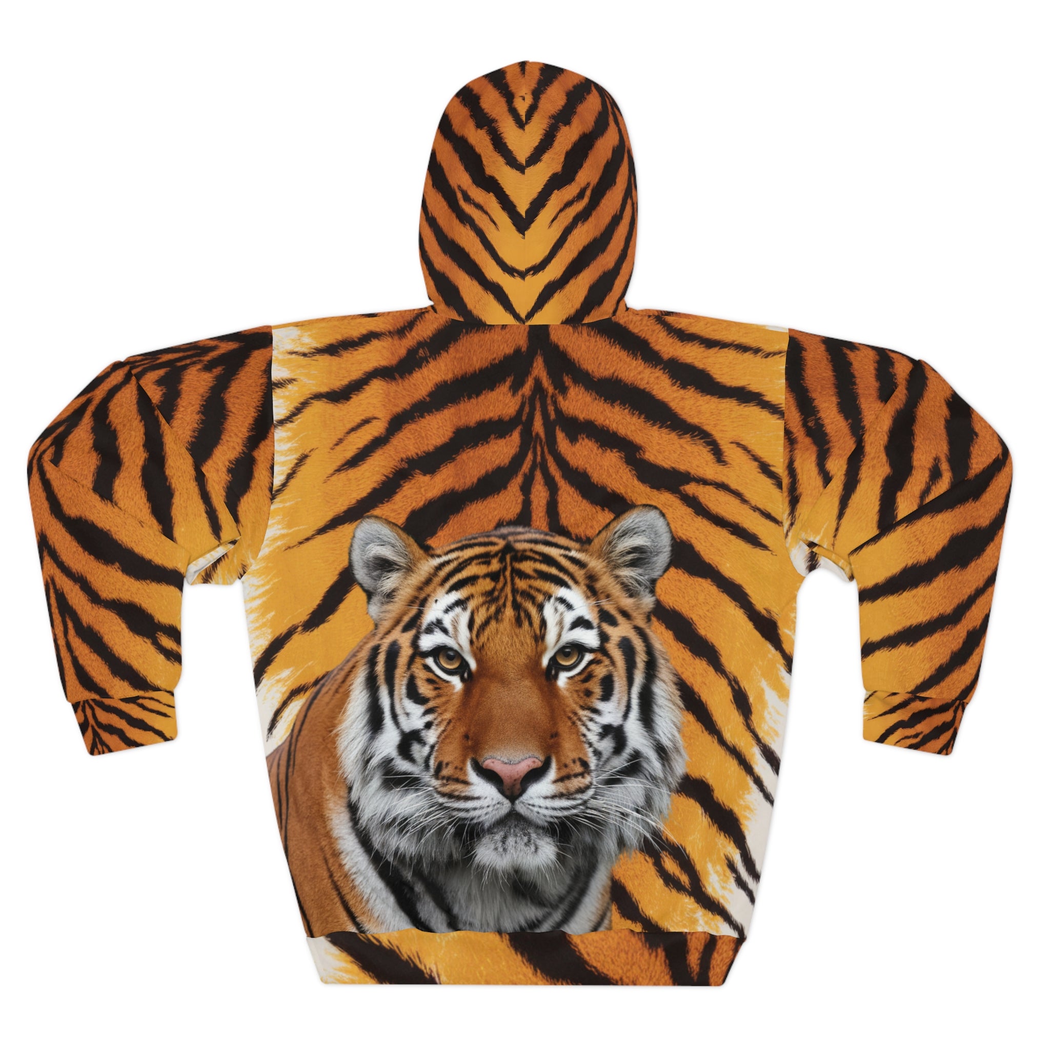 Bold Tiger Print Unisex Pullover Hoodie - Wild and Cozy Fashion - Angel Body