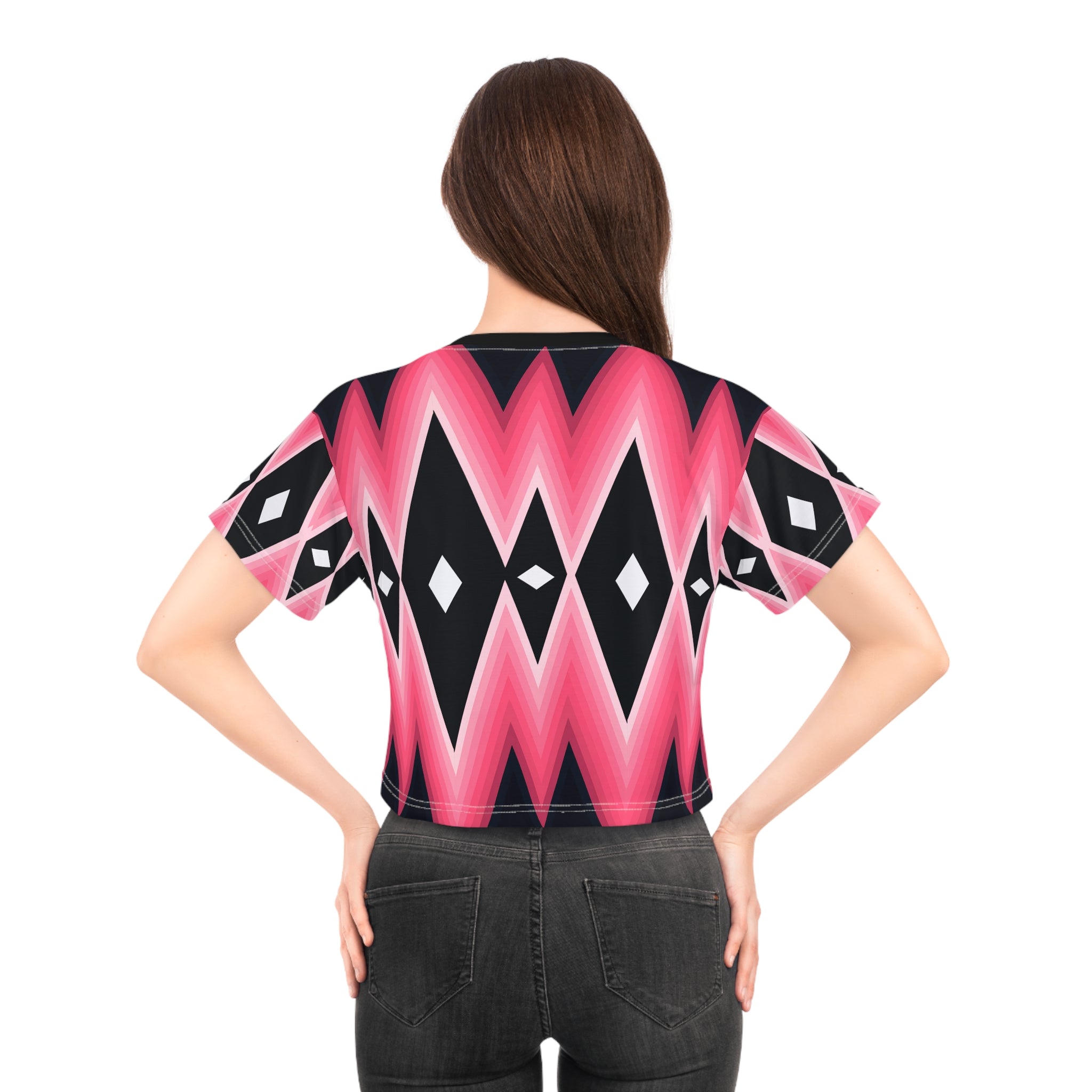 Trendy Geometric Crop Tee - Stylish Abstract Graphic Top for Summer - Angel Body