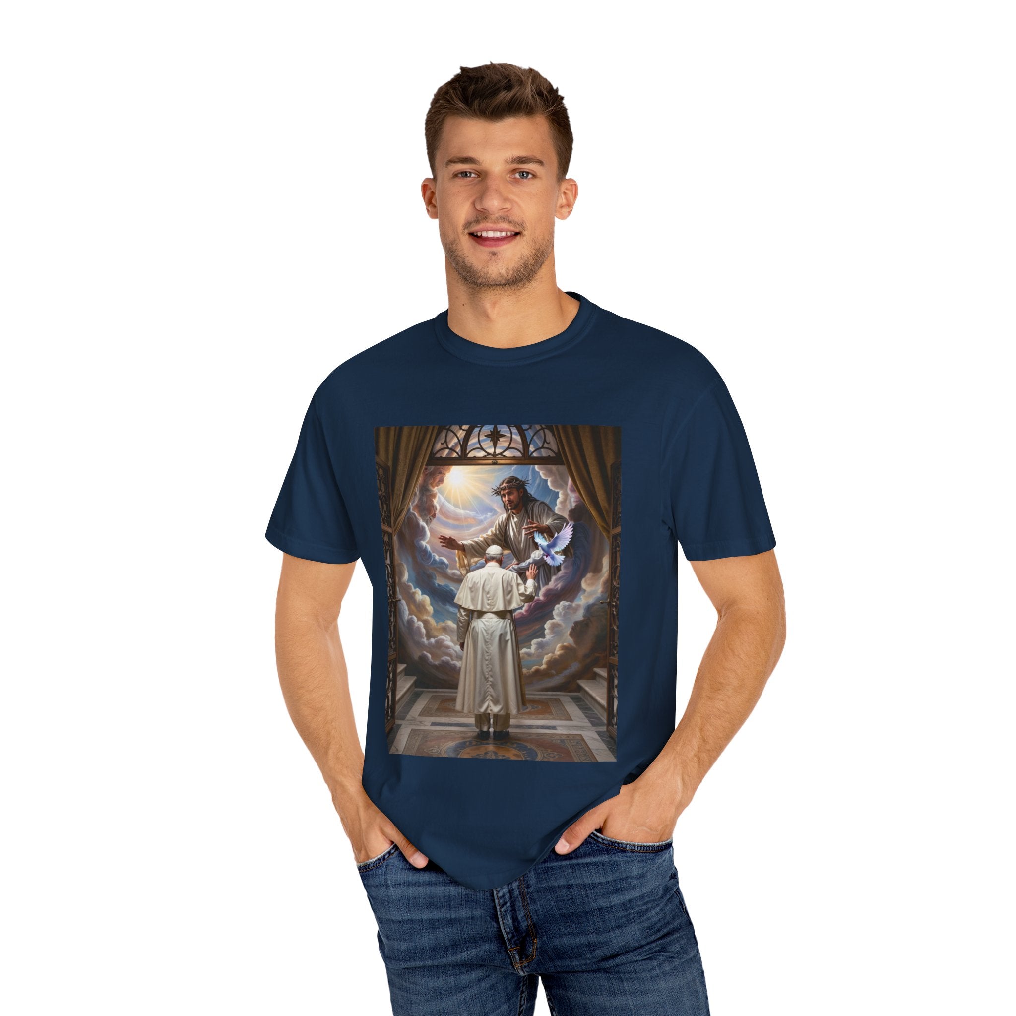 Artistic Unisex Garment-Dyed T-shirt - Divine Inspiration Design - Angel Body