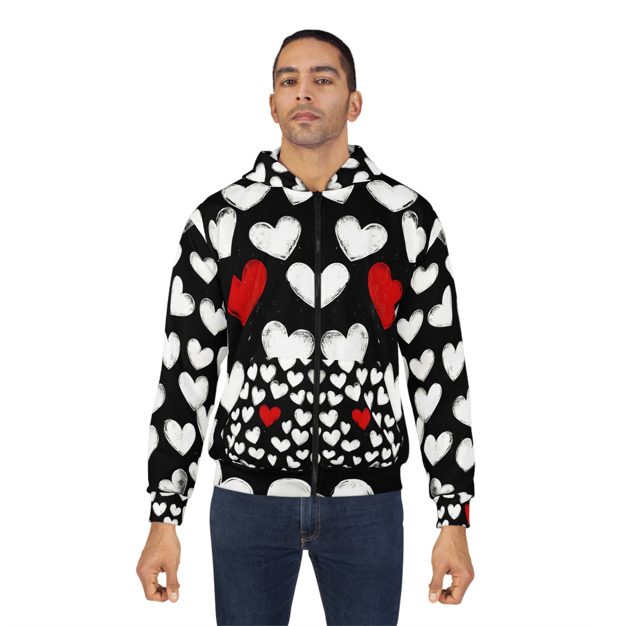 Stylish Unisex Pattern Unisex Zip Hoodie - Cozy Love Wear for All Occasions - Angel Body