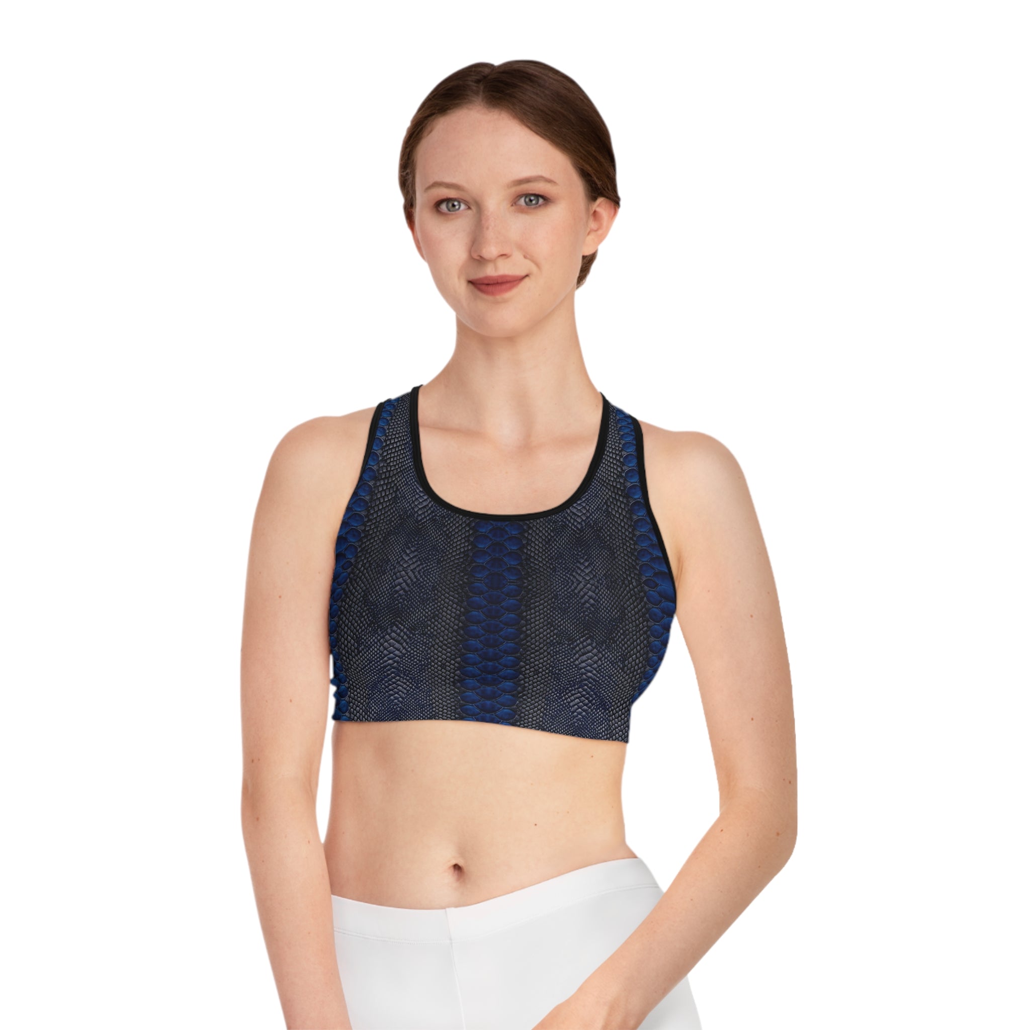 Blue Snake Print Sports Bra for Active Lifestyle