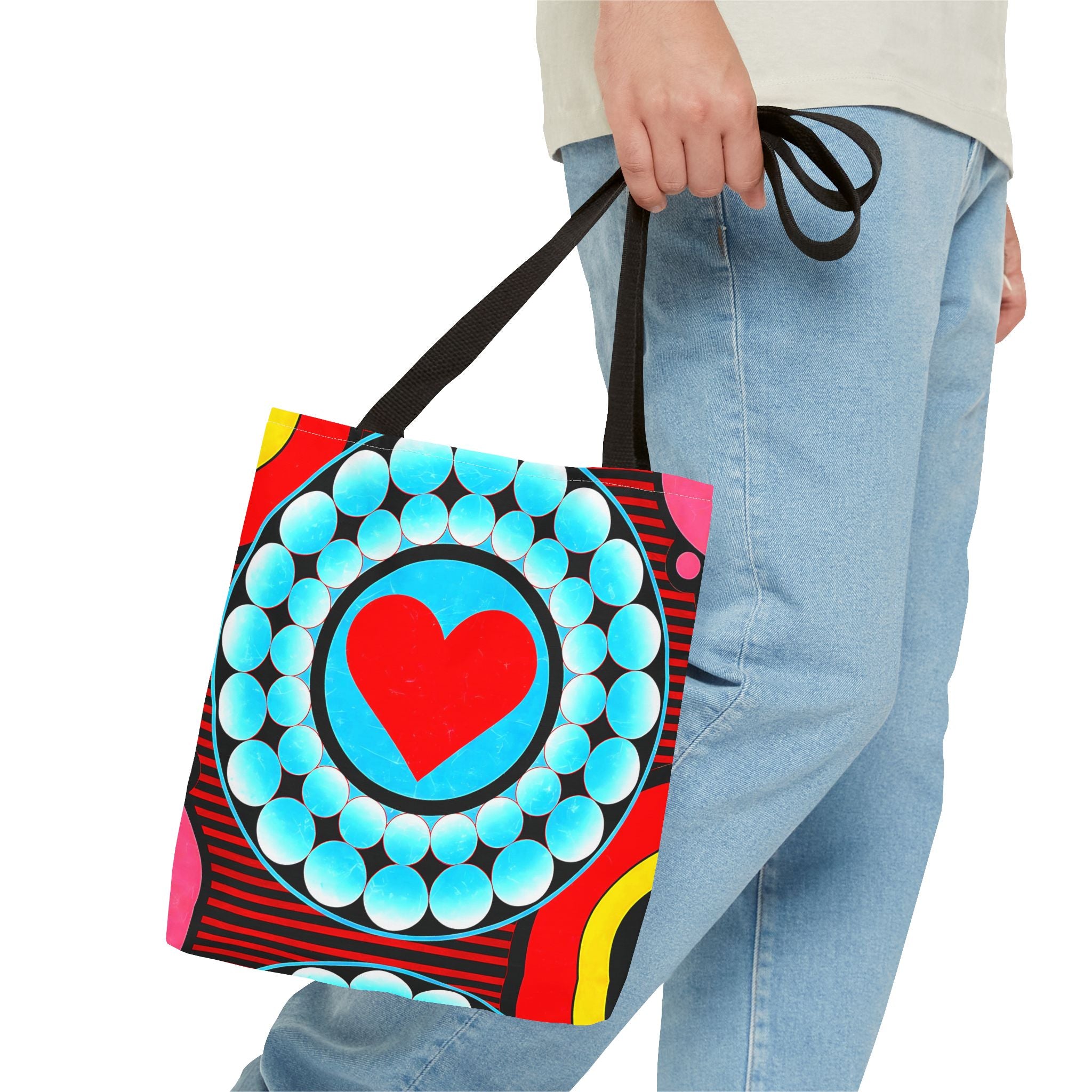 Colorful Heart Pattern Tote Bag - Perfect for Love and Festivals - Angel Body